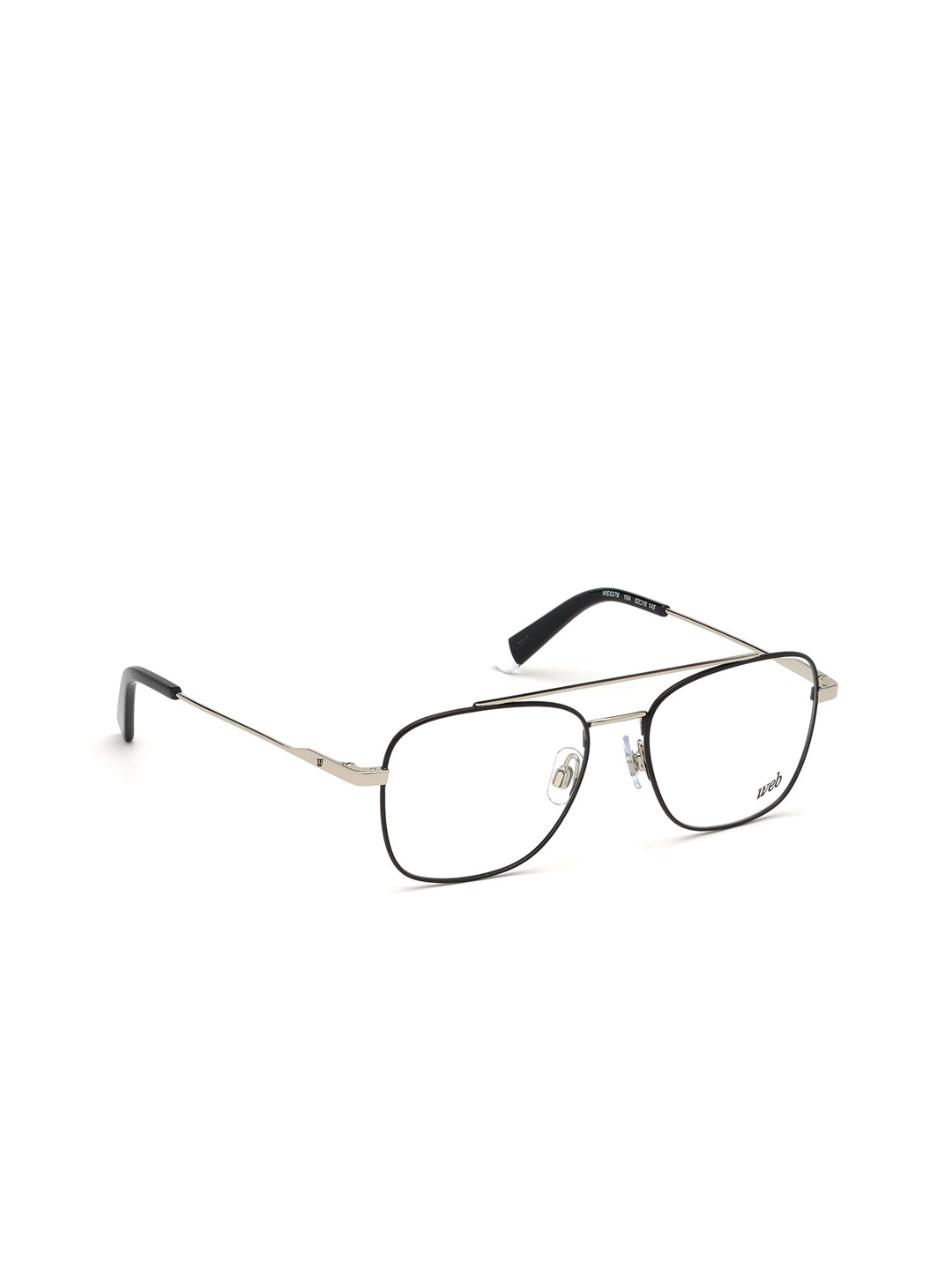 WEB EYEWEAR Men Black & Silver-Toned Full Rim Square Frames WE5276 52 16A