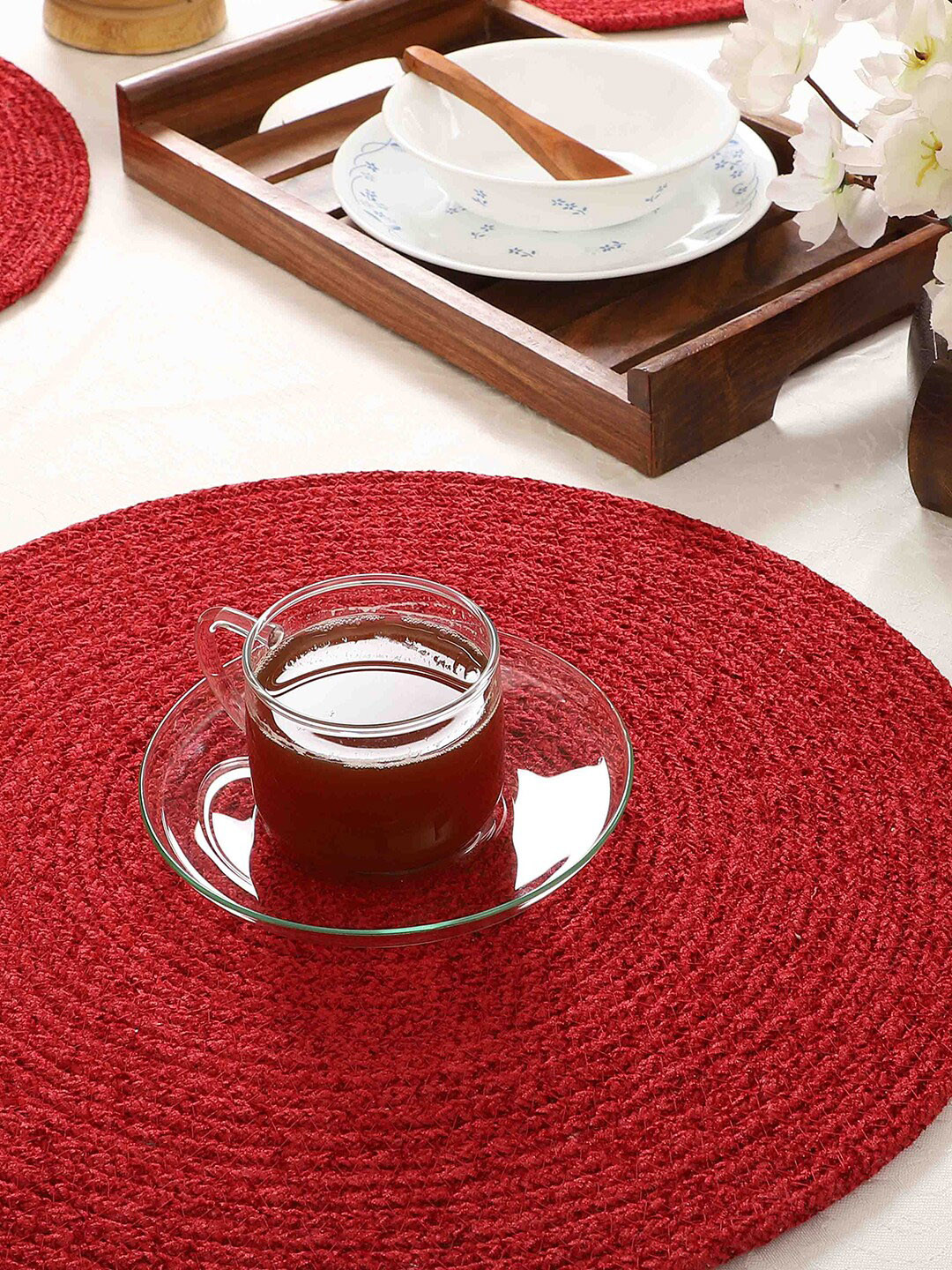 Jamio Firati Set Of 2 Red Solid Table Placemats