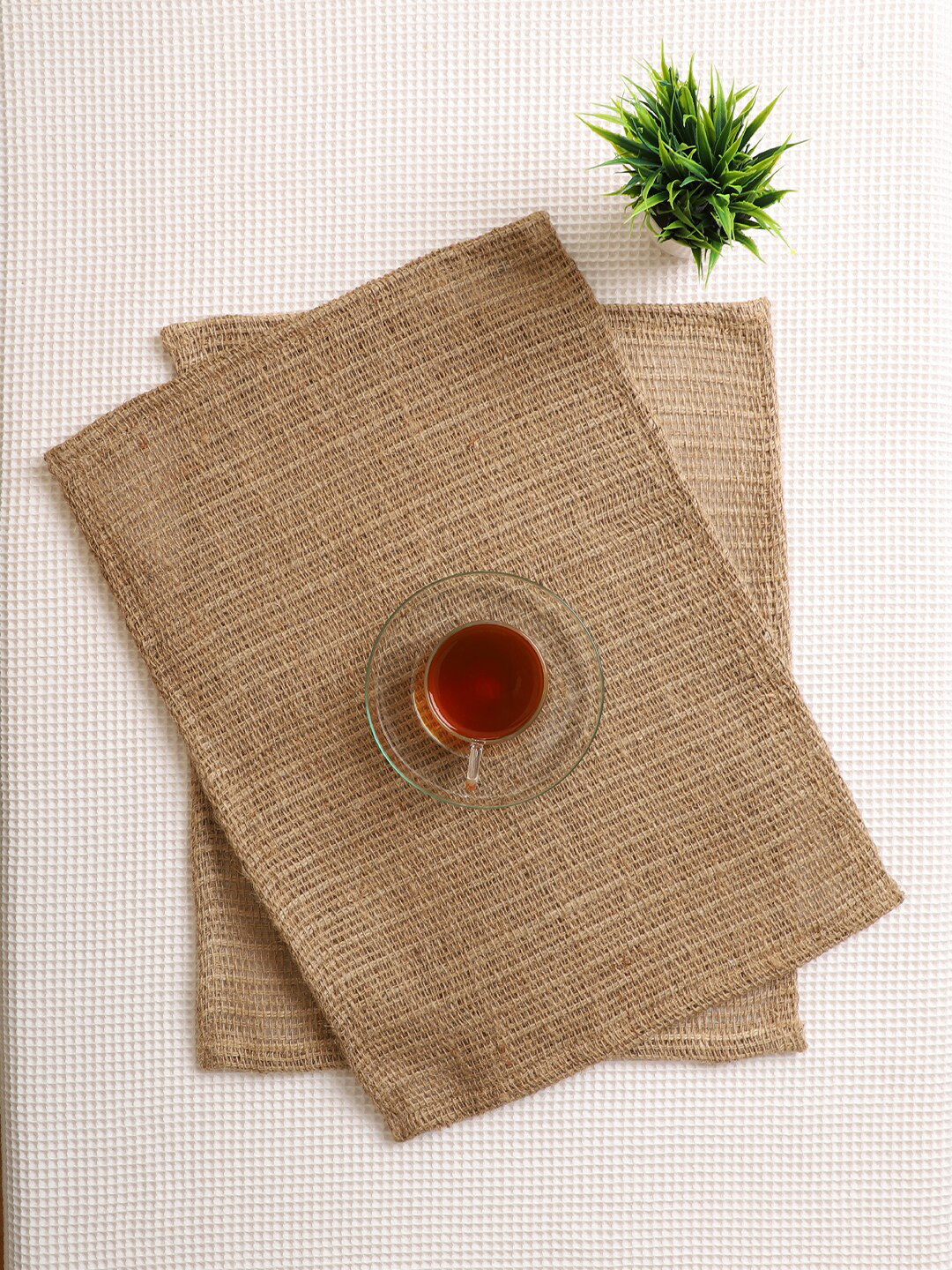 Jamio Firati Pack of 2 Brown Solid Rectangular Table Placemats
