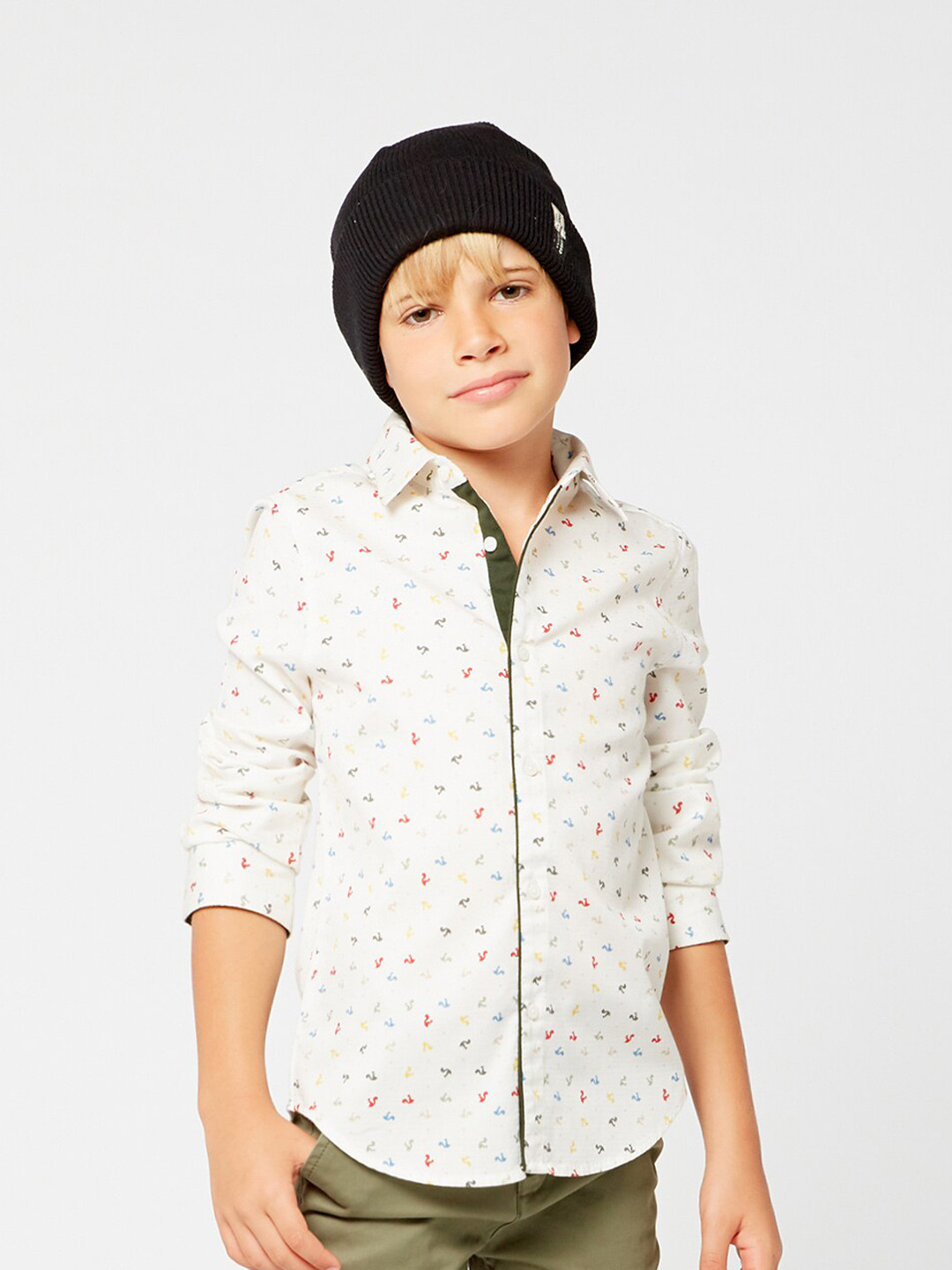One Friday Boys White Comfort Printed Casual Shirt