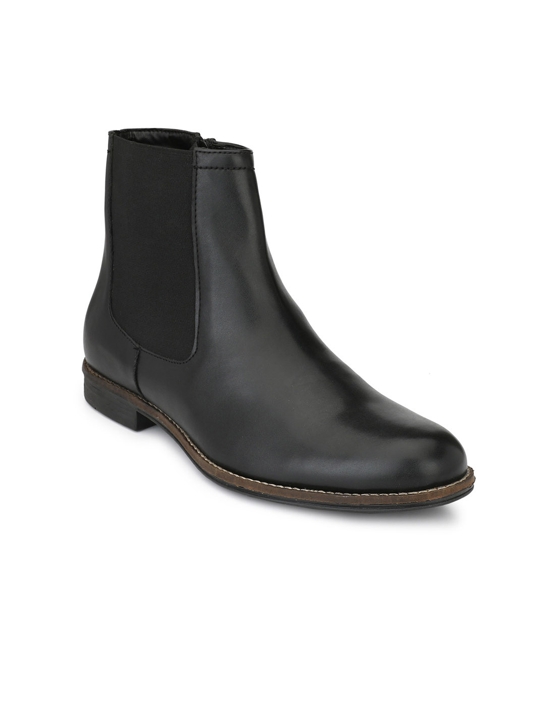 Delize Men Black Solid High-Top Chelsea Boots