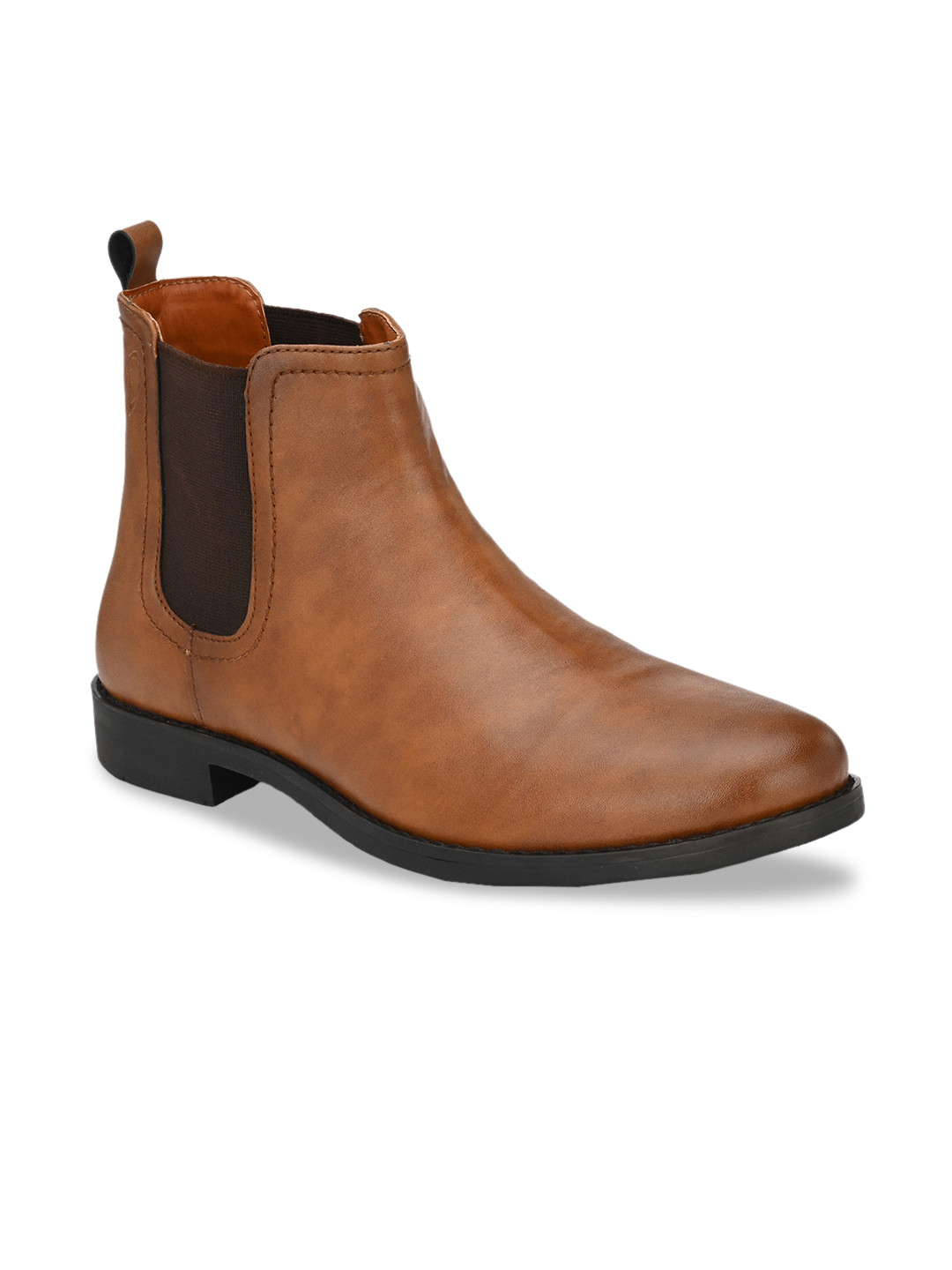 Delize Men Tan Colored Solid Synthetic Leather  Boots