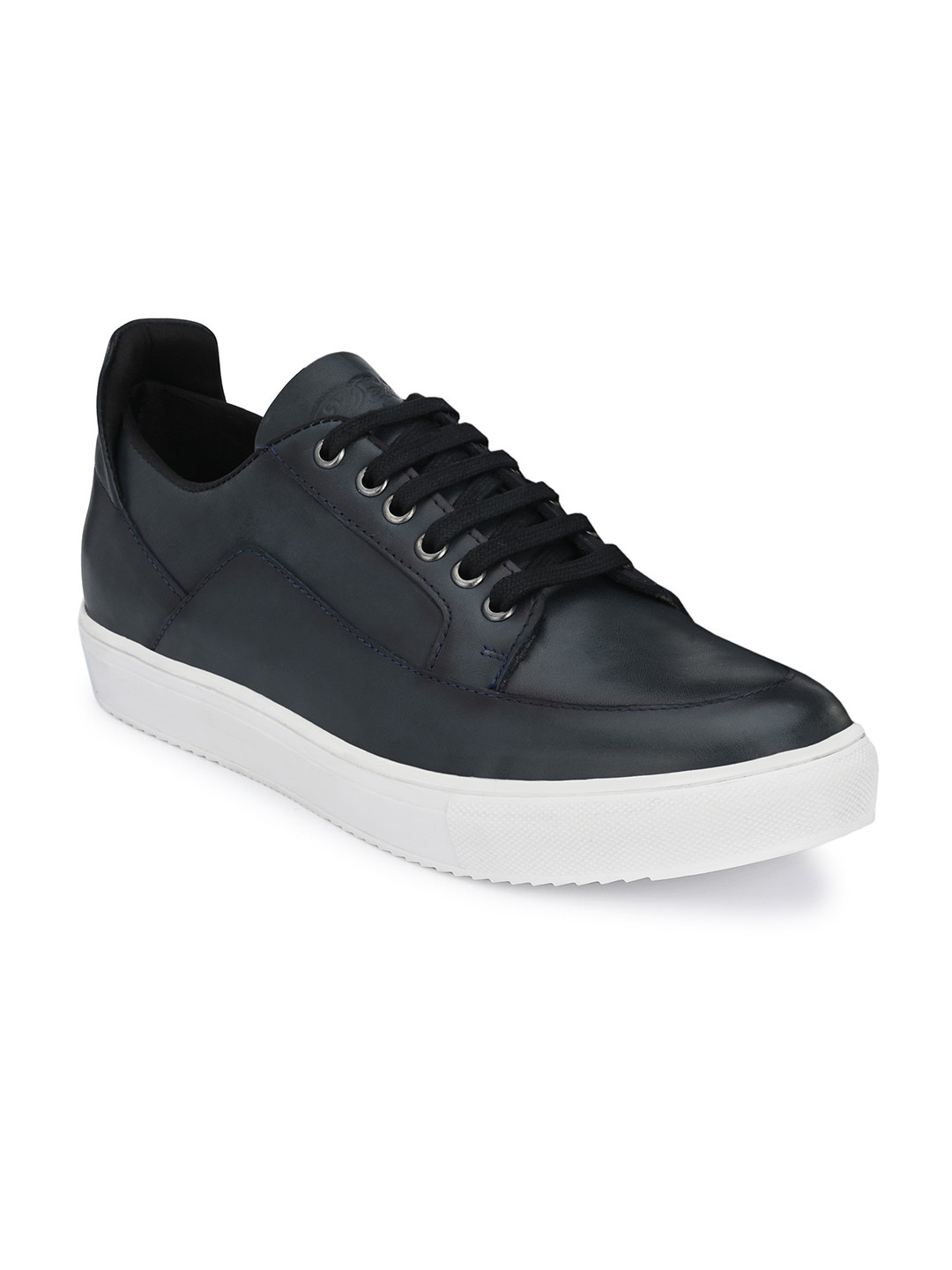 Delize Men Blue Leather Sneakers