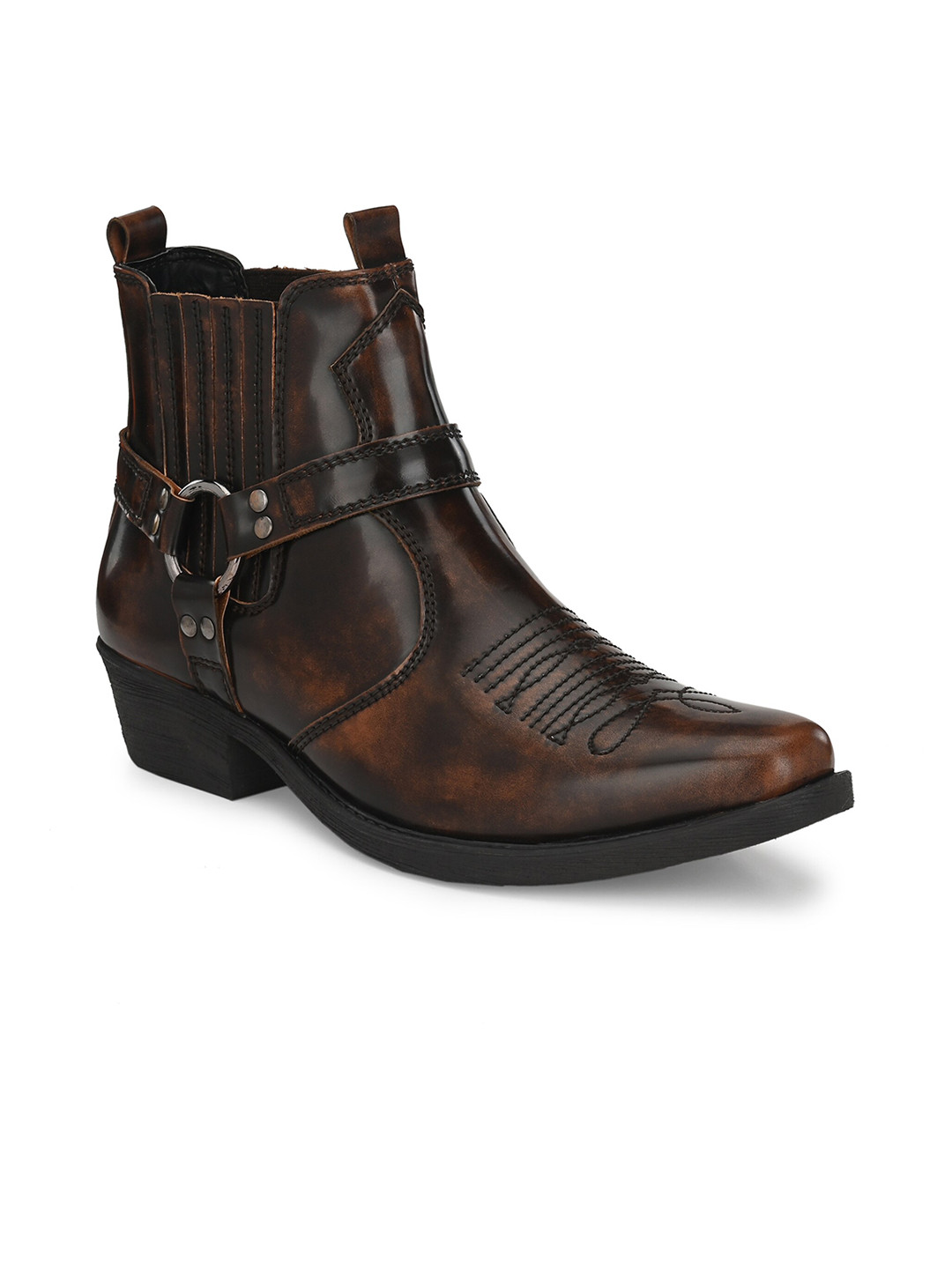 Delize Men Brown Textured Flat Boots