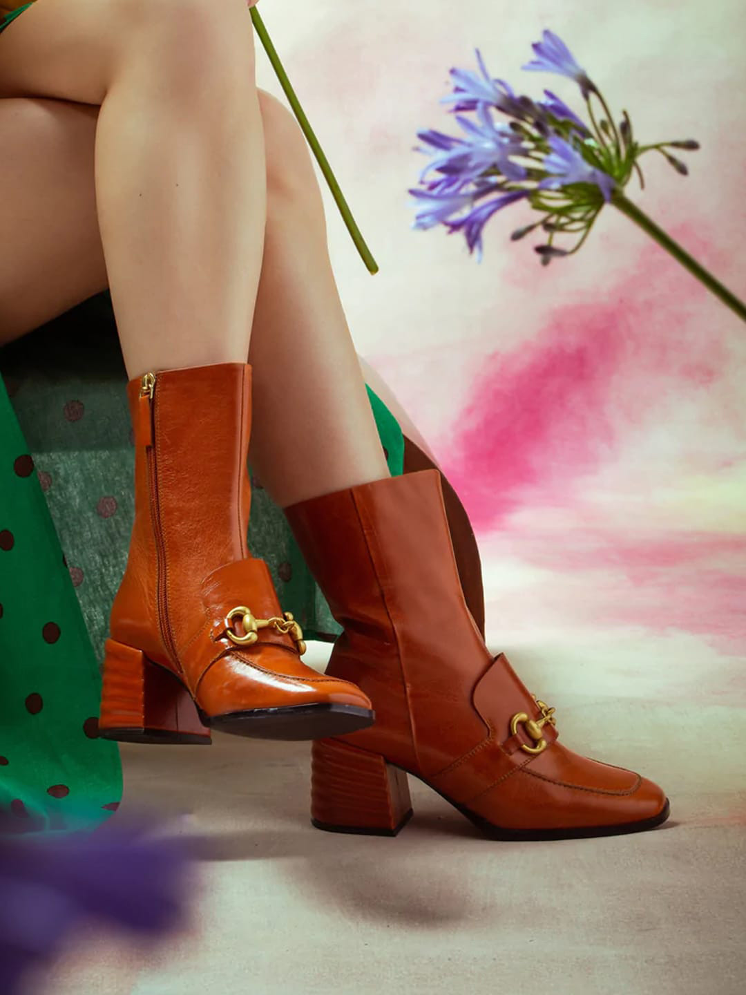 Saint G Rust Distressed Leather Mid-Top Regular Boots