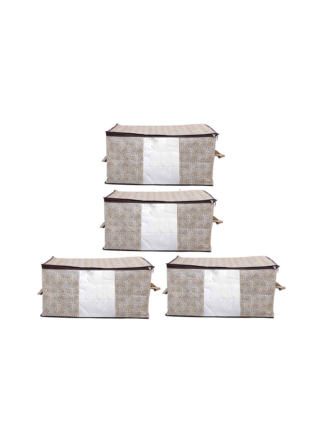 Home Fresh Set of 4 Brown Printed Multi-Utility Organisers