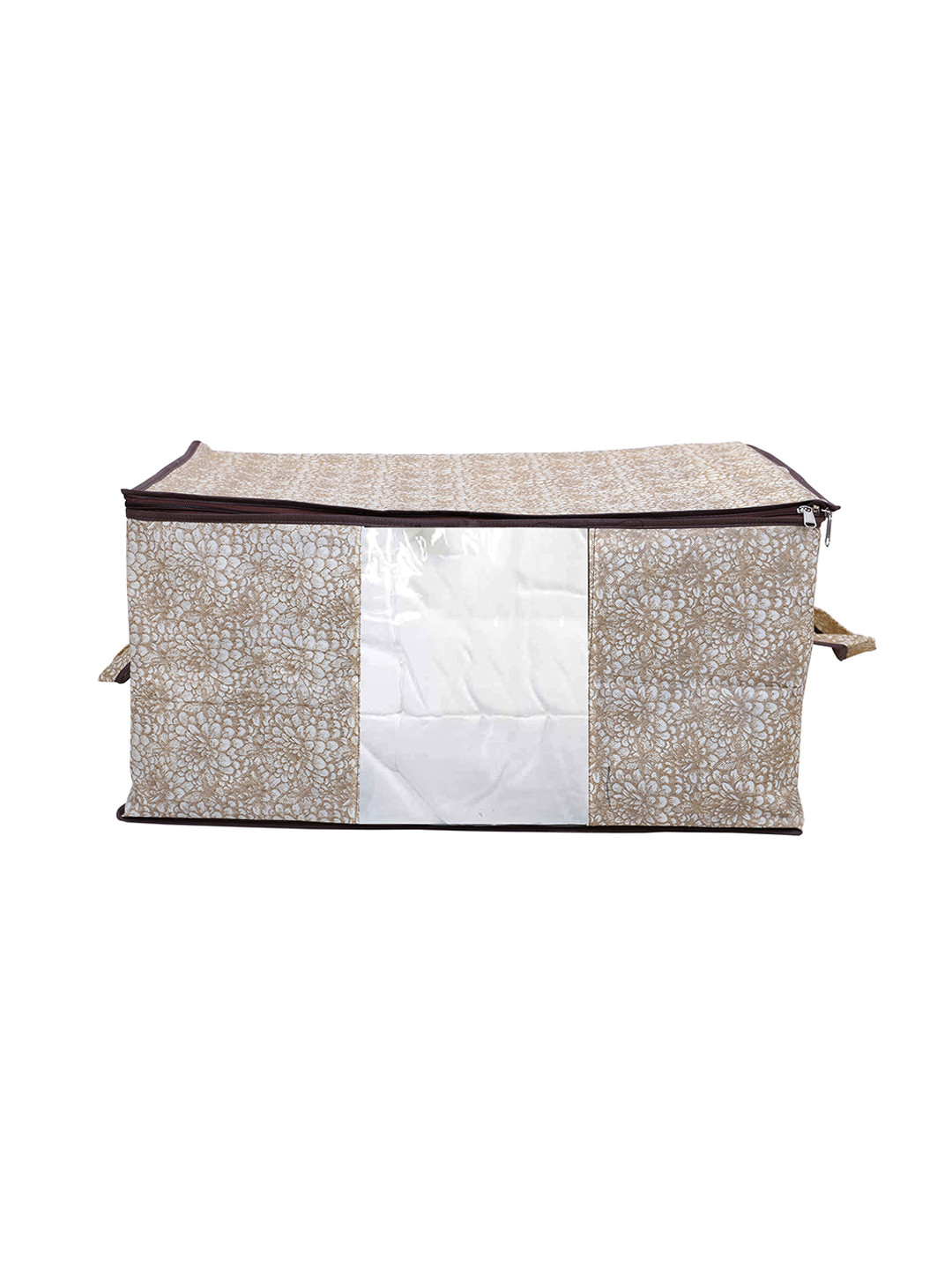 Home Fresh Brown Printed Fabric Saree Cover