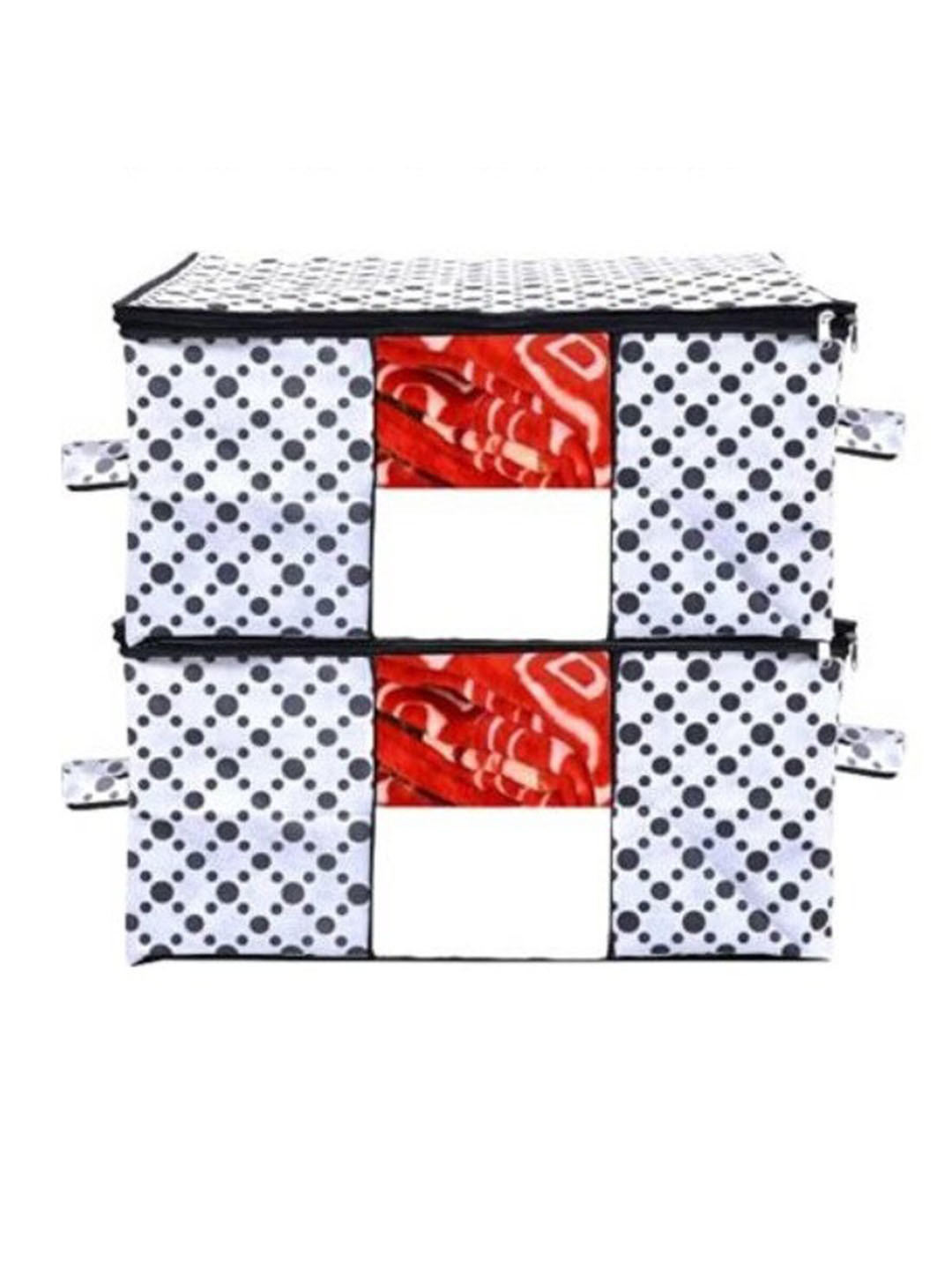 Home Fresh Set Of 2 White Printed Multi-Utility Organisers