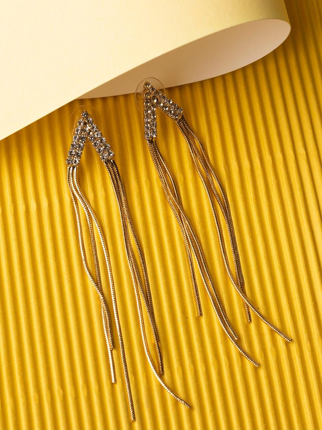 Jewelz Gold-Toned Contemporary Gold-Plated Drop Earrings