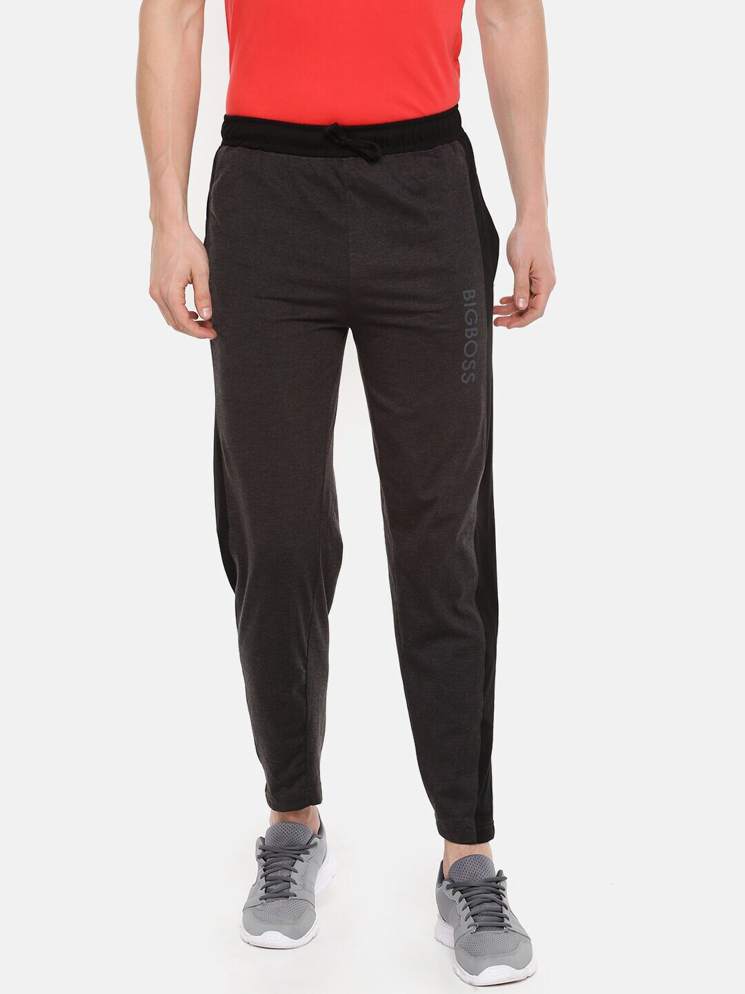 Dollar  Men Solid Contrast Cut and Sew Panelled Track Pant with One side Zipper Pocket