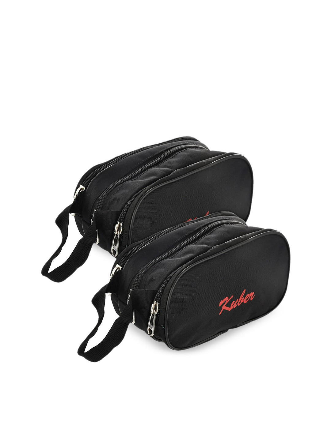 Kuber Industries Set Of 2 Black Solid Fabric Multi-Purpose Toiletry Kit