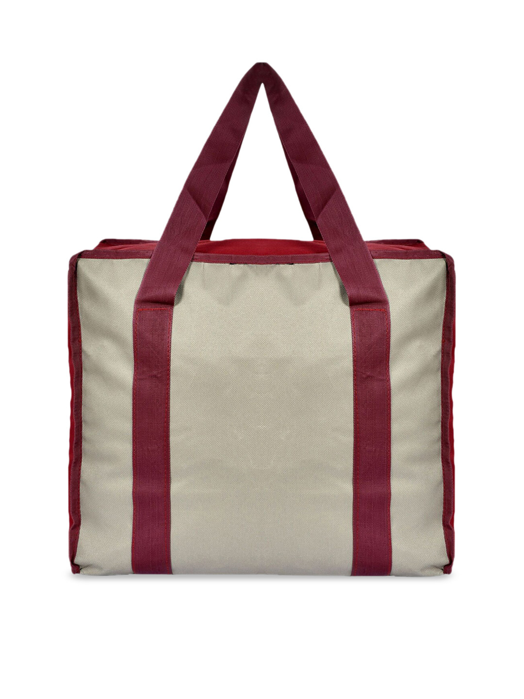 Kuber Industries Beige & Red Solid Shopping Bag Organiser with Handles