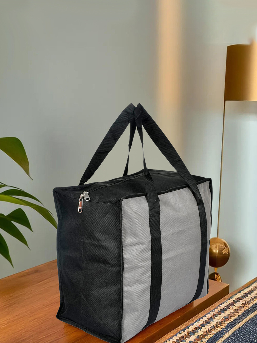 Kuber Industries Grey Solid Grocery Bag With Handle