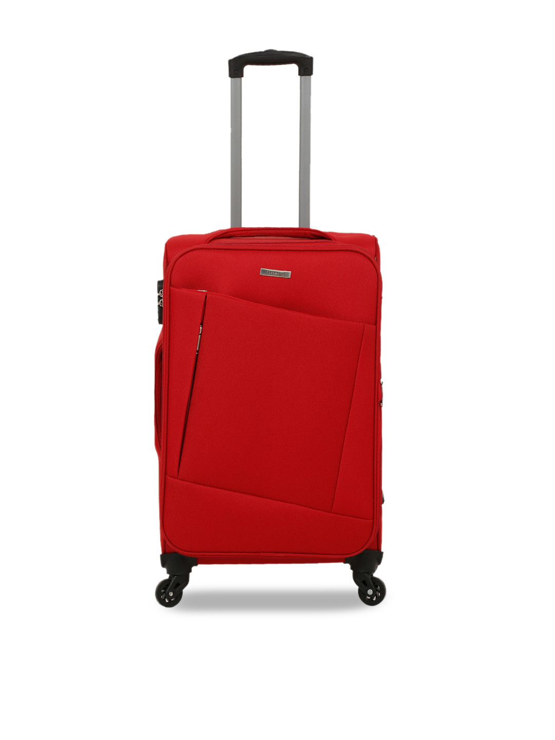 Teakwood Leathers Red Solid Textured Polyester Trolley Bag