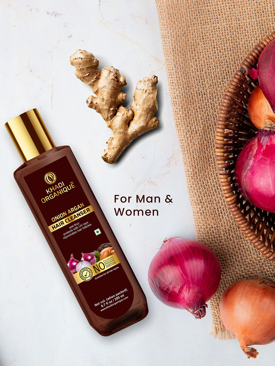 Khadi Organique Onion Argan Hair Cleanser 200ml
