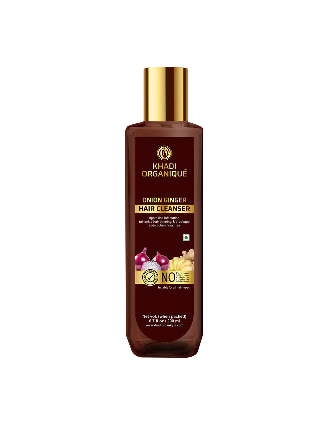 Khadi Organique Onion Ginger Hair Cleanser - Adds Volume & Controls Breakage - 200ml