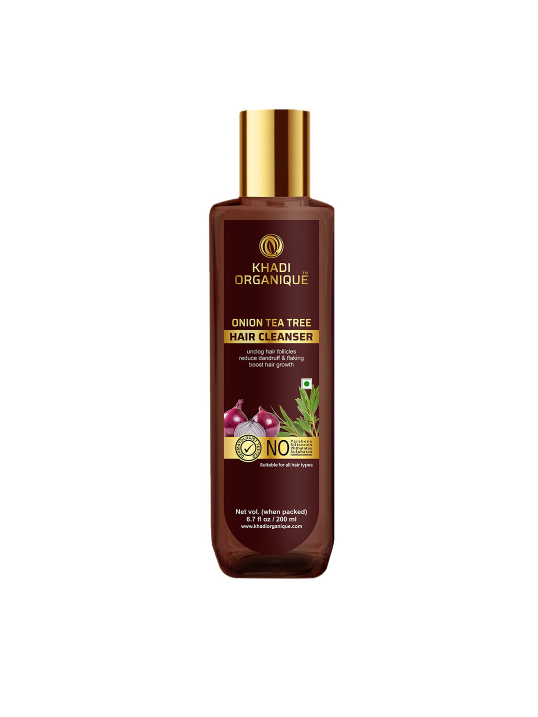 Khadi Organique Onion Tea Tree Shampoo To Reduce Dandruff & Repair Damaged Hair - 200ml