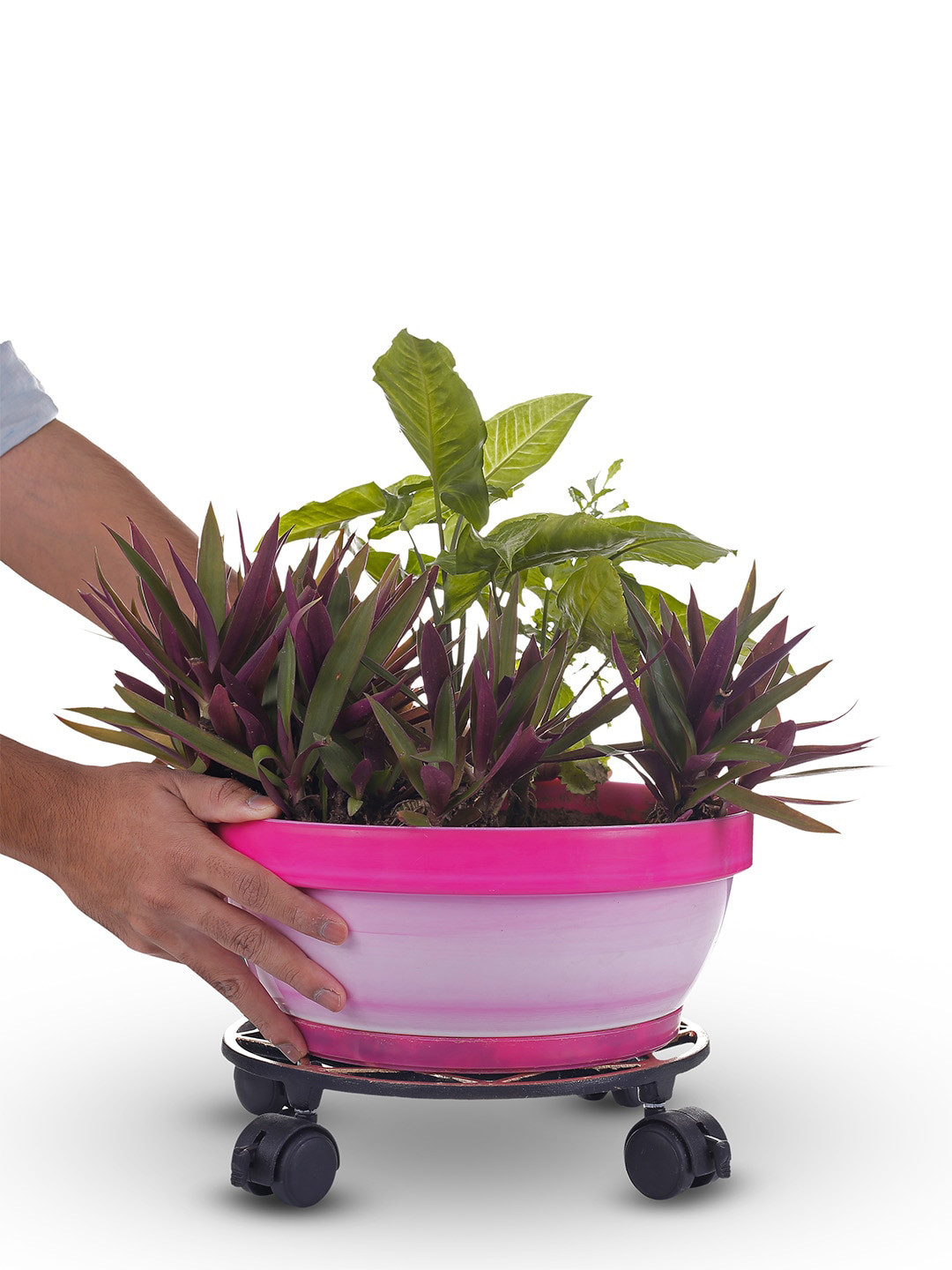 Sharpex Gold-Toned Striped Iron Dolly Round Rack