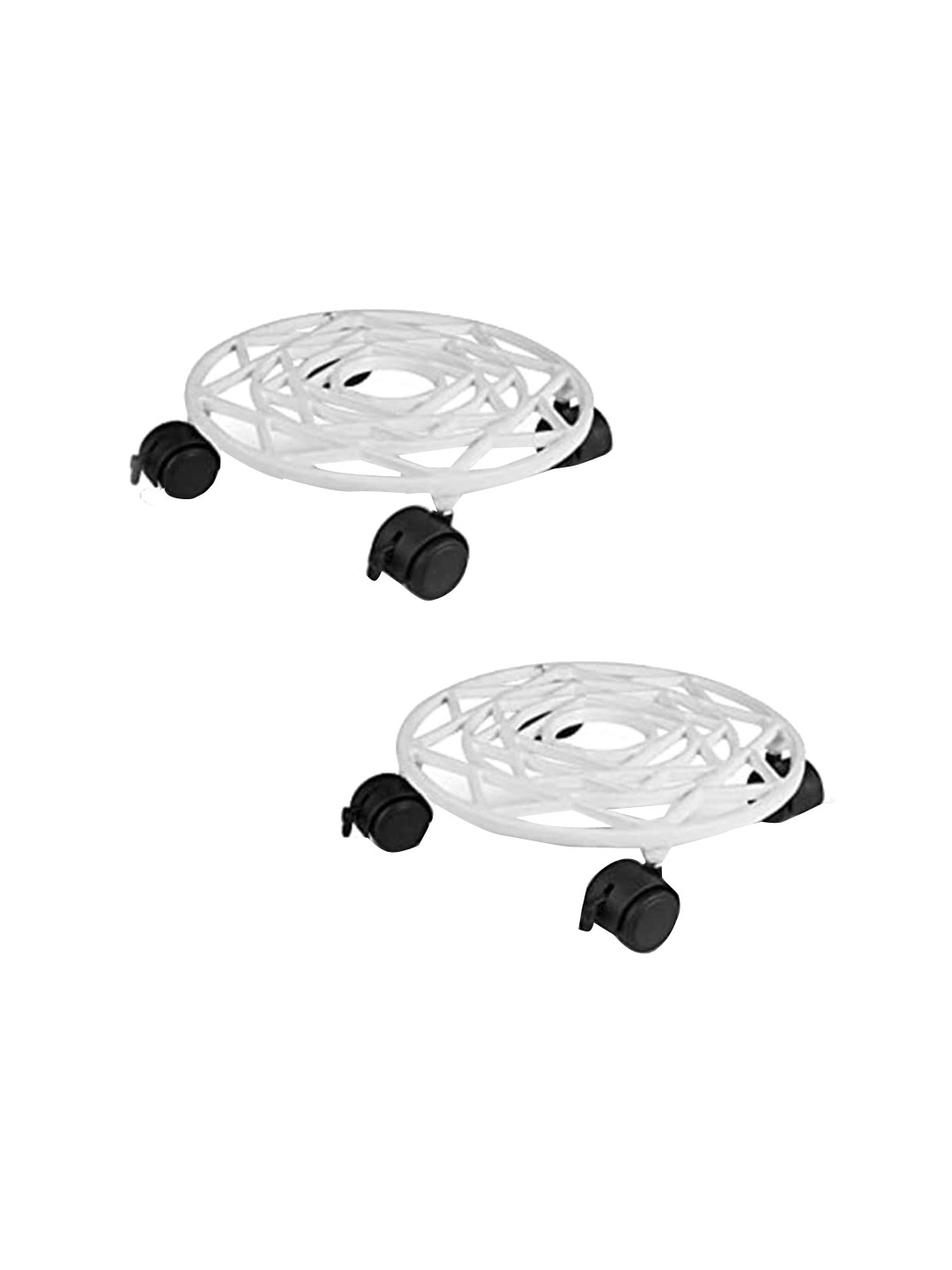 Sharpex Set Of 2 White Solid Iron Dolly Round Rack