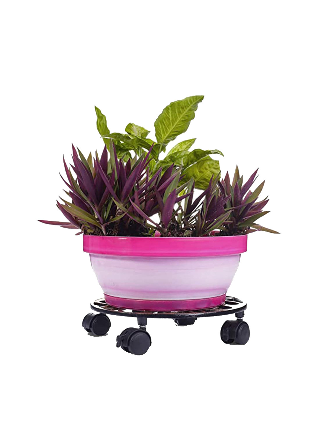 Sharpex Set of 4 Gold-Toned Textured Metal Round Rack Plant Stand