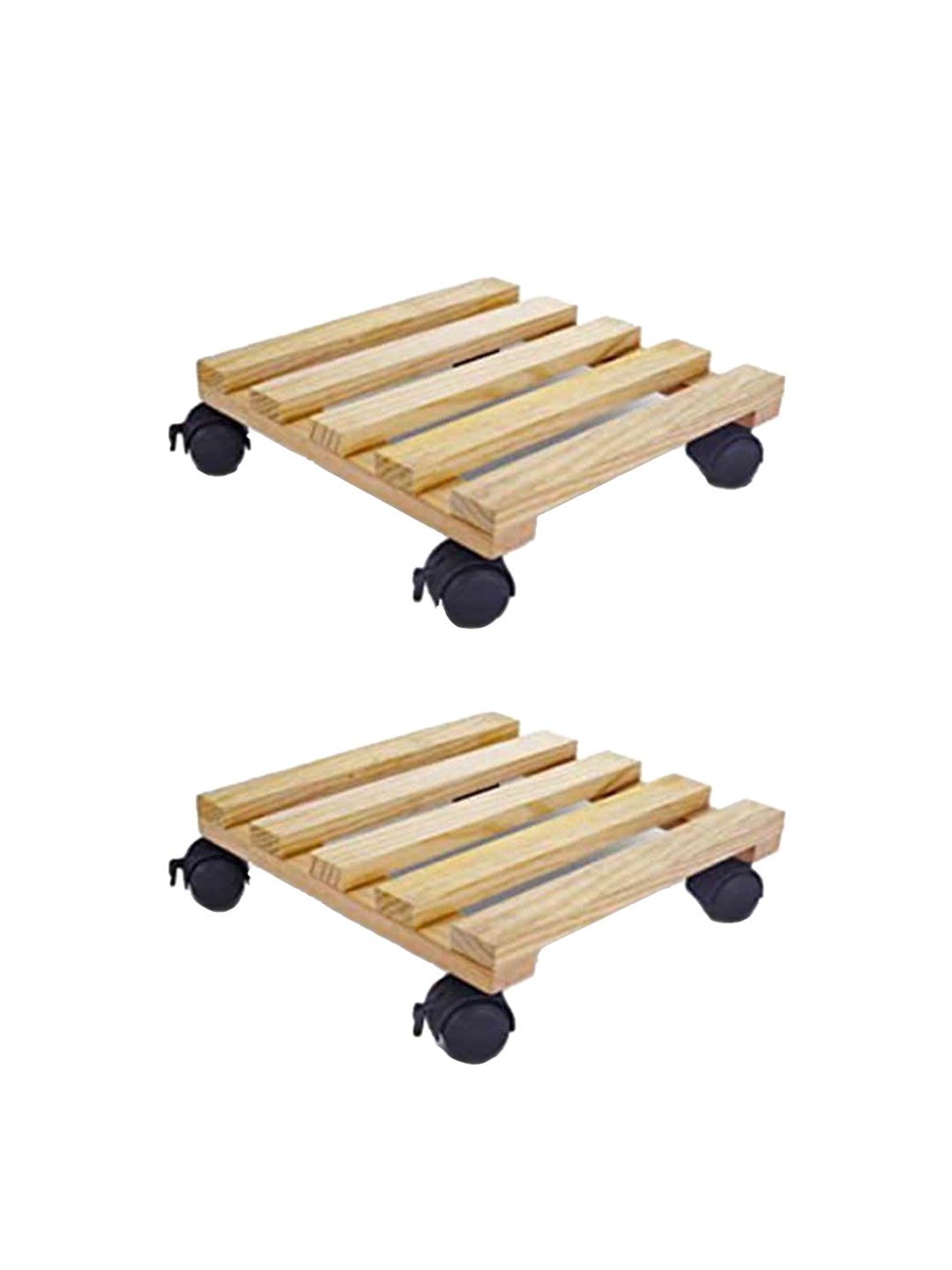 Sharpex Set Of 2 Beige Solid Wooden Plant Stand Garden Accessories