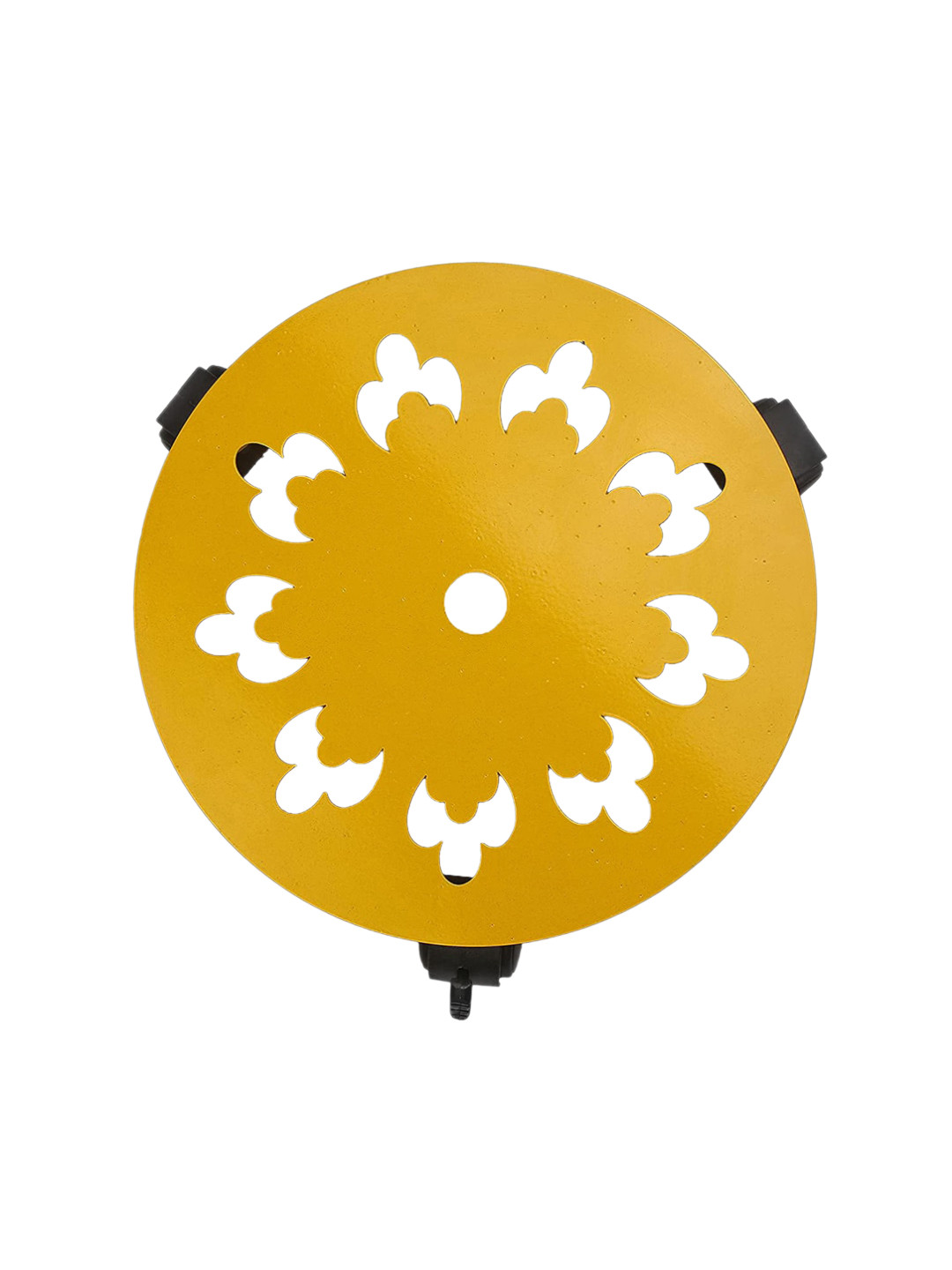 Sharpex Yellow Self Design Metal Round Plant Stand