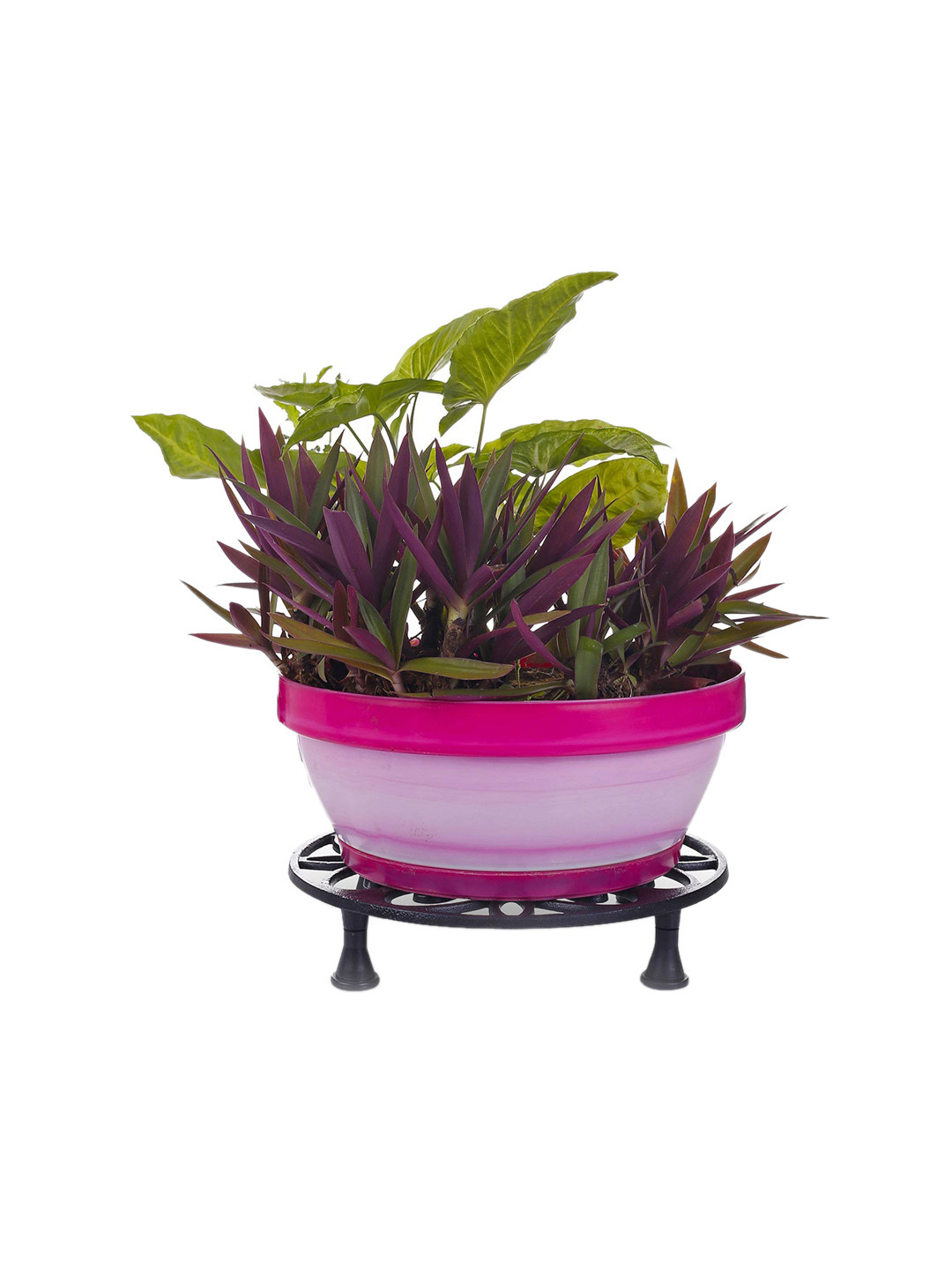 Sharpex Set of 2 Black Metal Round Plant Stands