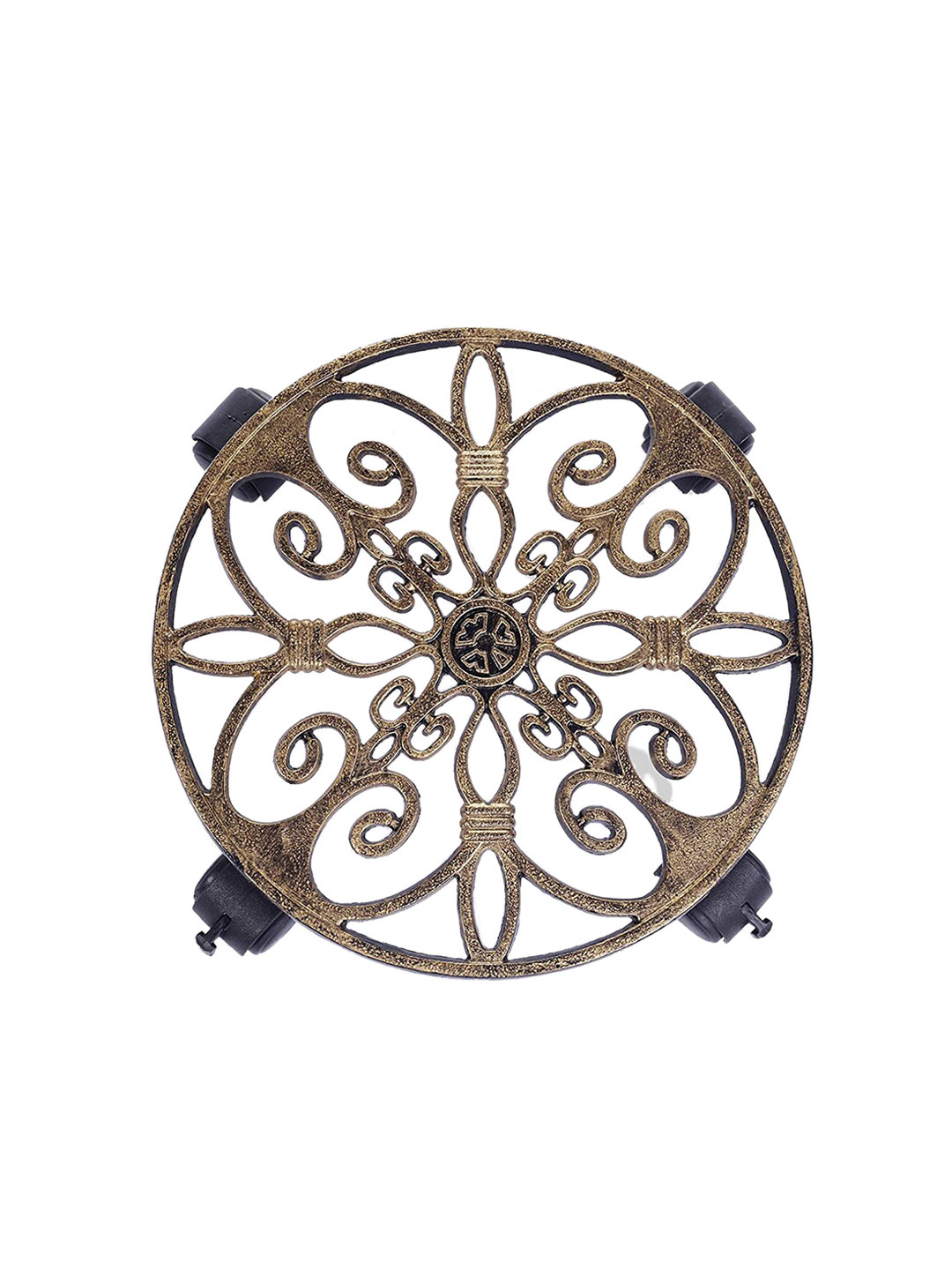 Sharpex Gold-Toned Self Design Metal Round Plant Stand