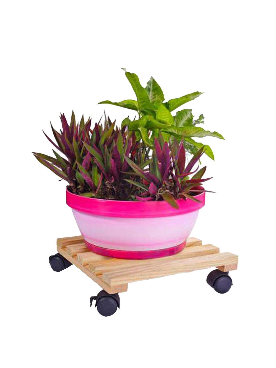 Sharpex Set of 4 Beige Textured Wooden Square Plant Stand