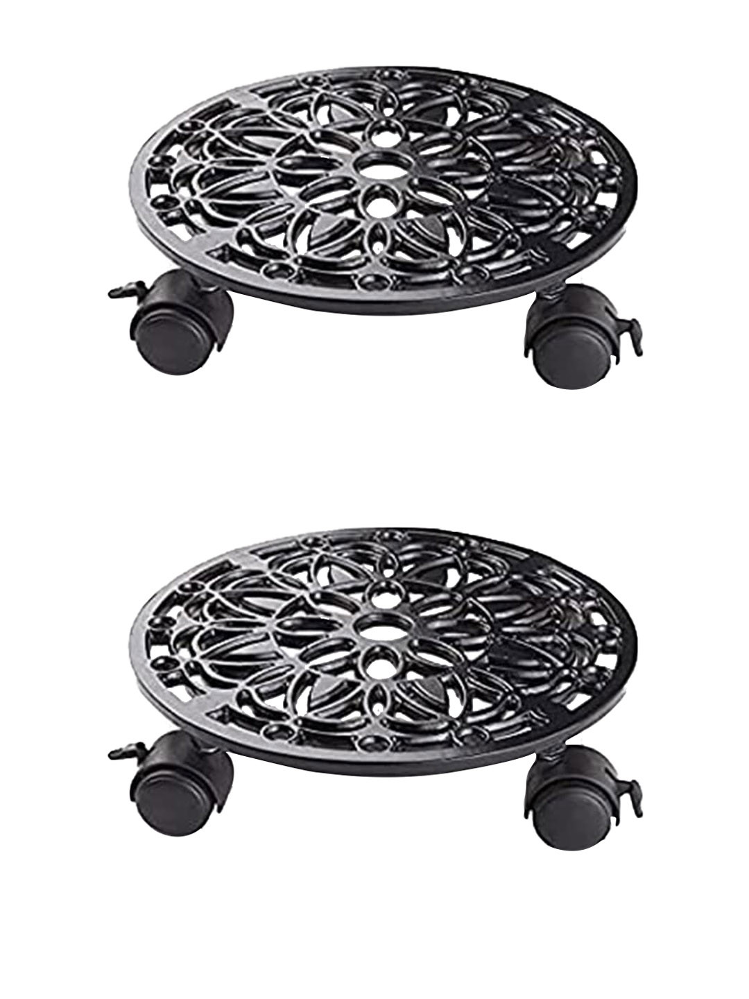 Sharpex Pack Of 2 Black Iron Dolly Round Rack
