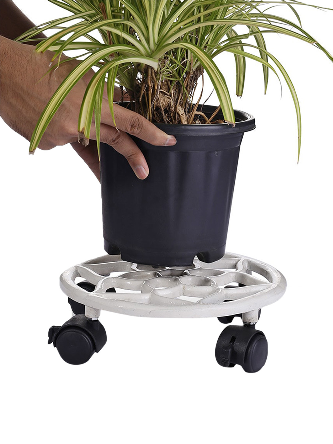 Sharpex Pack Of 2 White Iron Dolly Round Rack