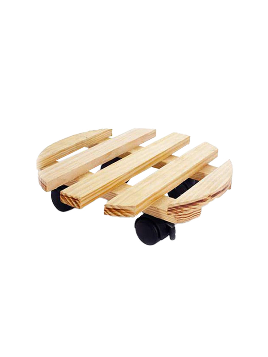 Sharpex Pack Of 1 Beige Round Wooden Plant Stand