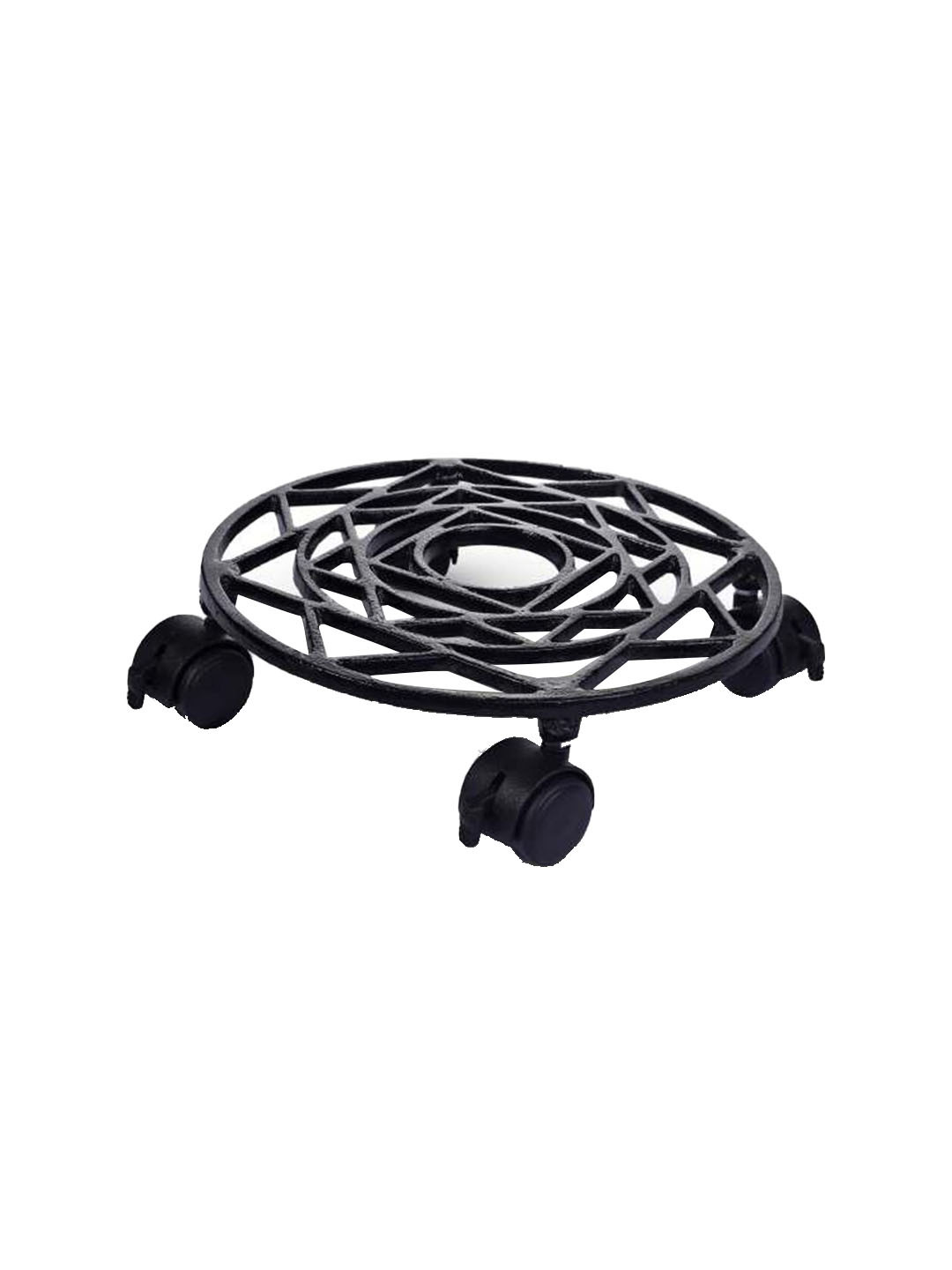Sharpex Unisex Black Iron Dolly Round Rack Garden Accessories With Wheels