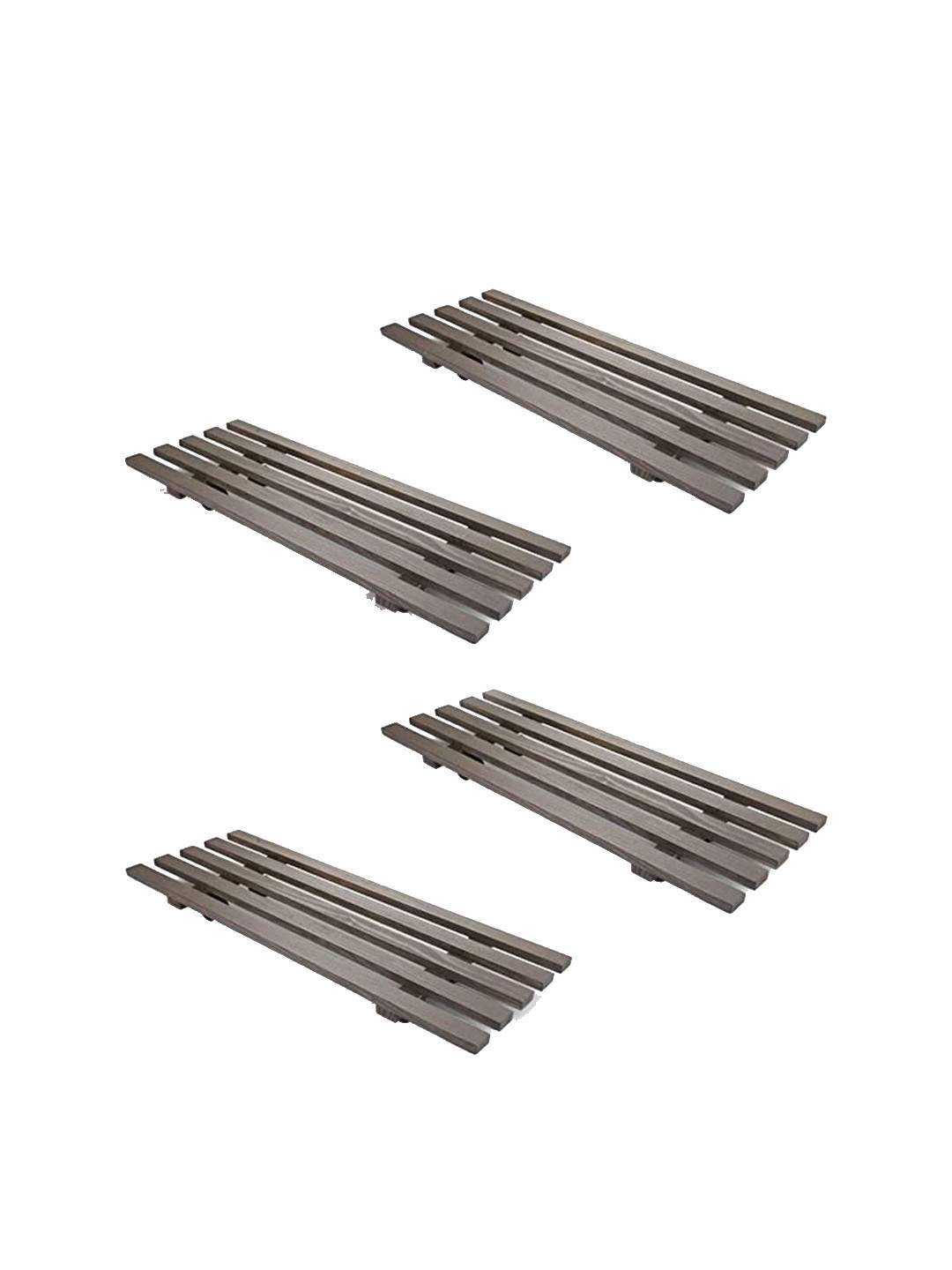 Sharpex Pack Of 4 Grey Wooden Plant Stand With 360-Degree Wheels