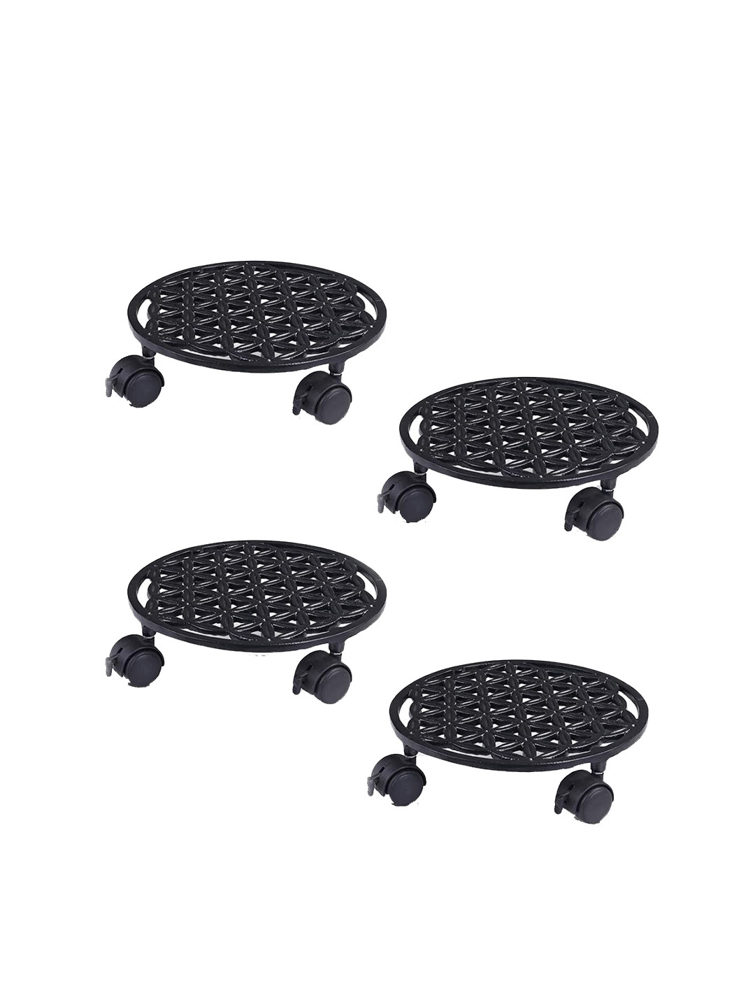 Sharpex Pack Of 4 Black Dolly Round Rack Metal Garden Accessories