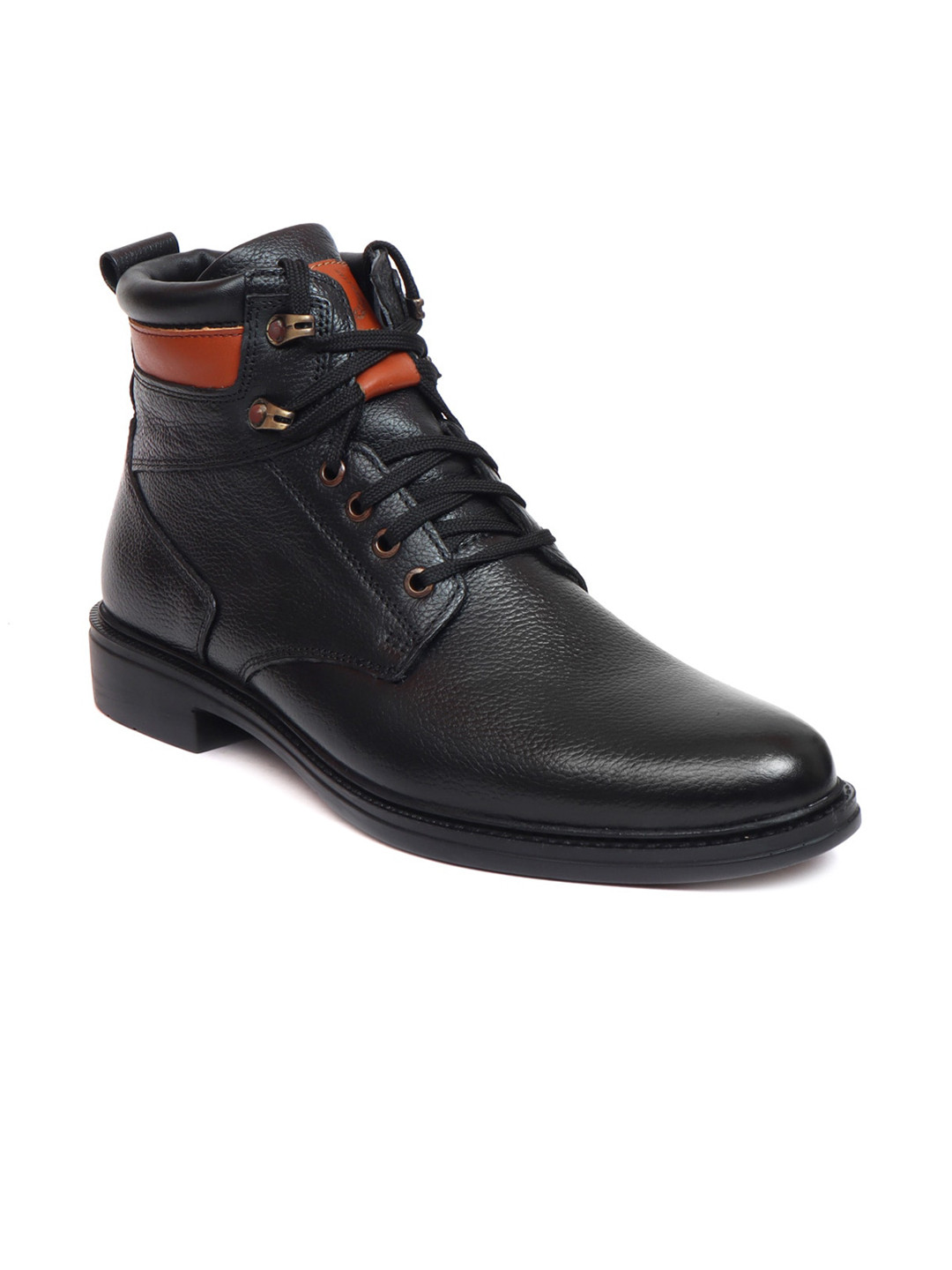 Zoom Shoes Men Black Solid Leather Regular Boots