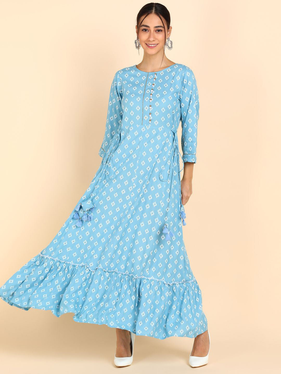 VEDANA Blue Maxi Dress