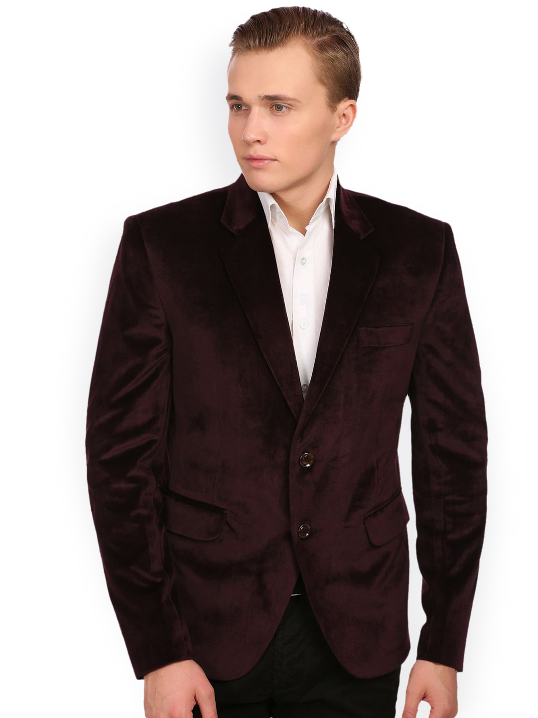 Wintage Purple Single-Breasted Cotton Velvet Blazer