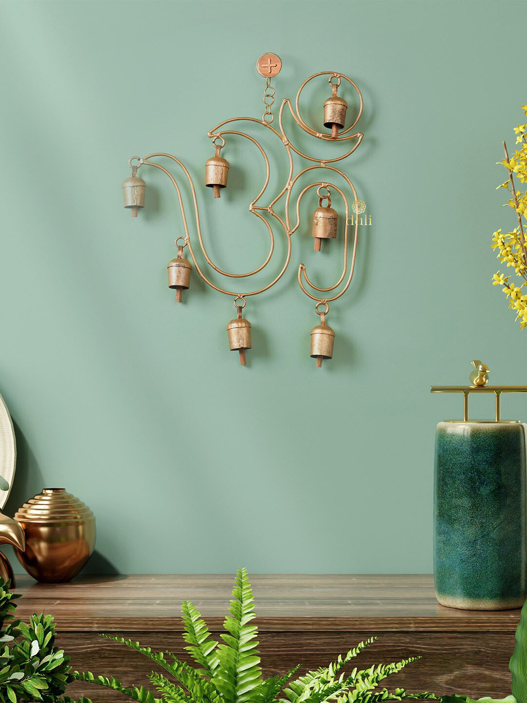 DULI Gold-Toned Om Wall Hanging Bells