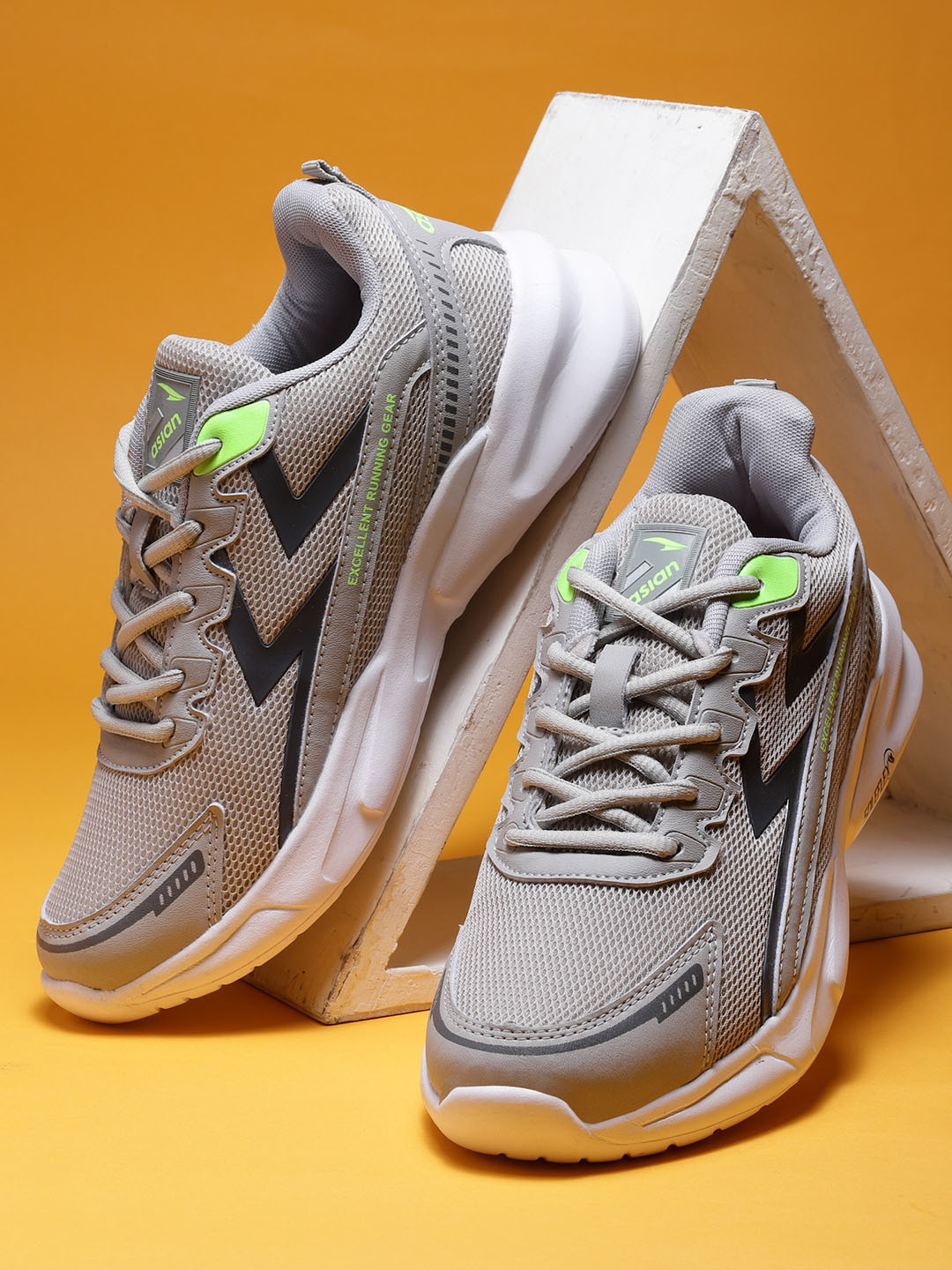 ASIAN Men Grey Textured Mesh Lace-Ups Casual Shoes