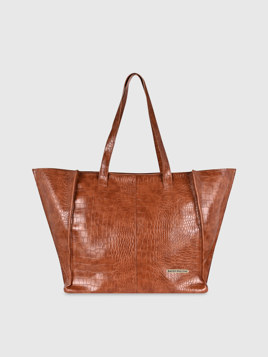 Bagsy Malone Brown Textured PU Oversized Swagger Shoulder Bag