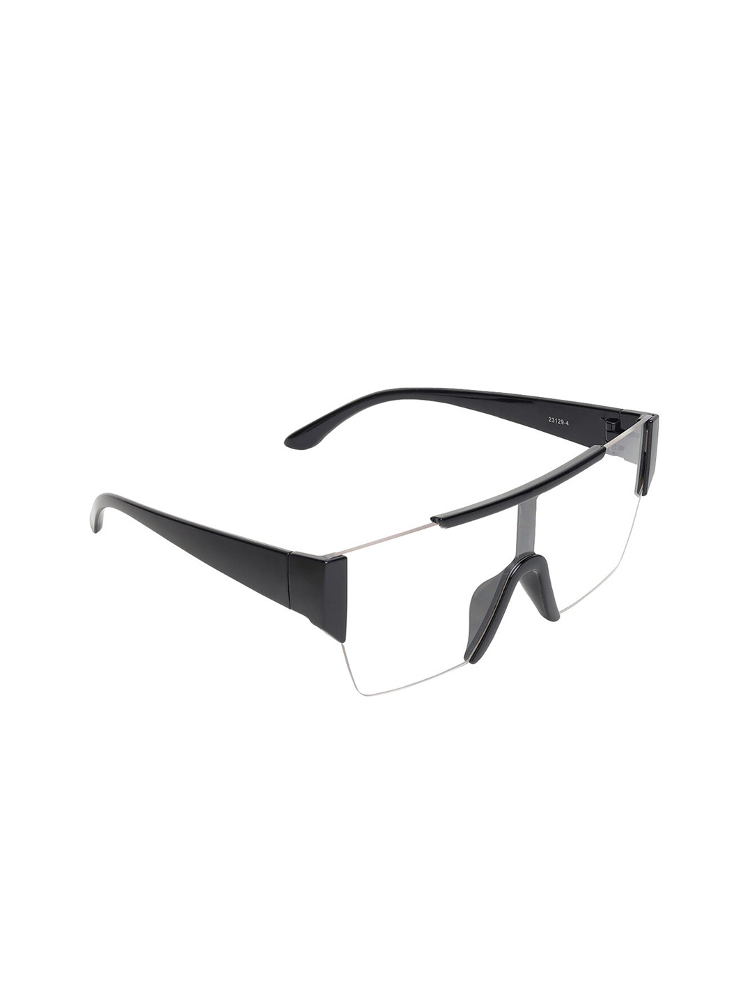 GARTH Unisex Clear Lens & Black Oversized Sunglasses with UV Protected Lens