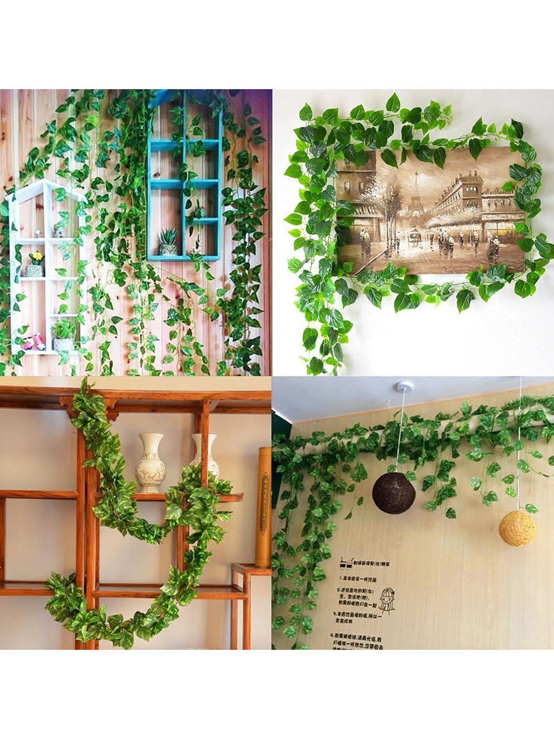 BS AMOR Pack of 12 Green Artificial Money Plant Creeper Bail