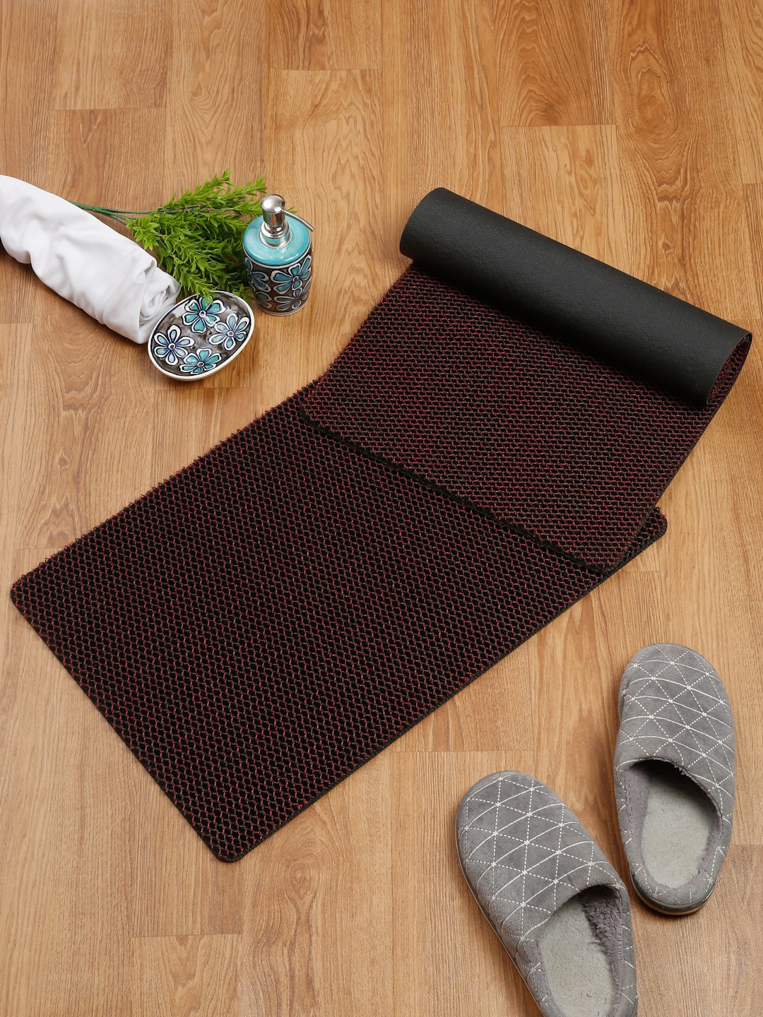 HOSTA HOMES Pack Of 2 Black Anti-Skid Door Mats