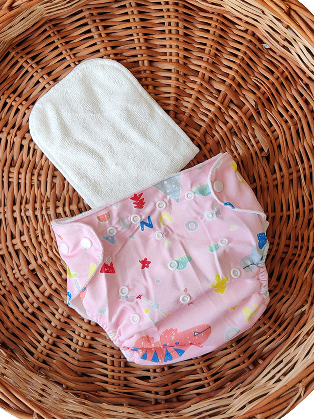 Moms Home Kids Pink Reusable Cotton Pocket Diapers with 1 Insert