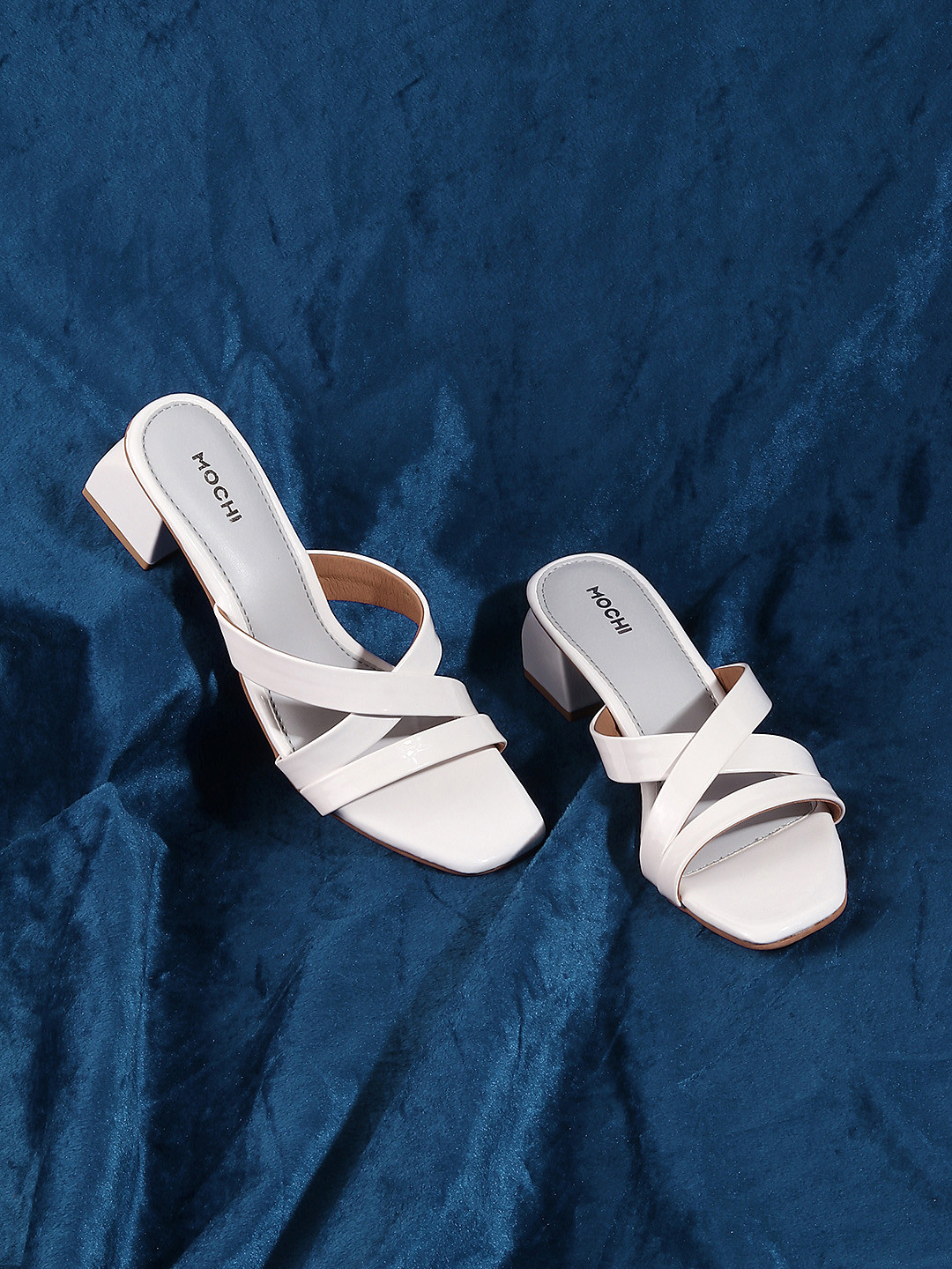 Mochi White Block Heels