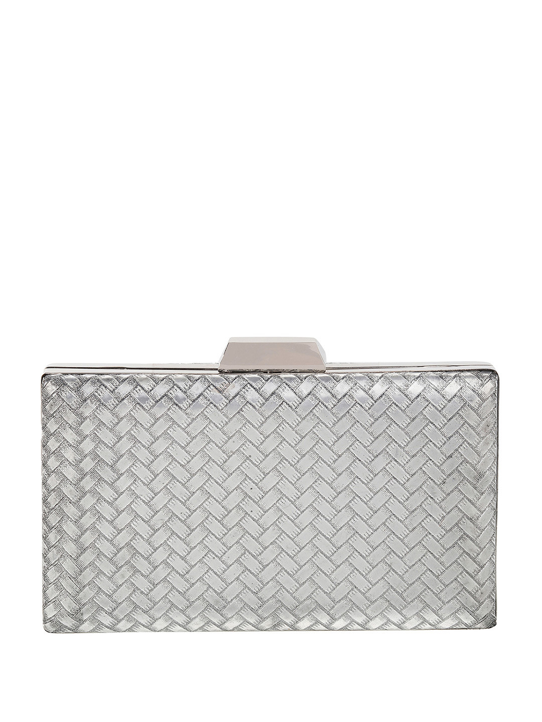 Metro Silver-Toned Textured Box Clutch