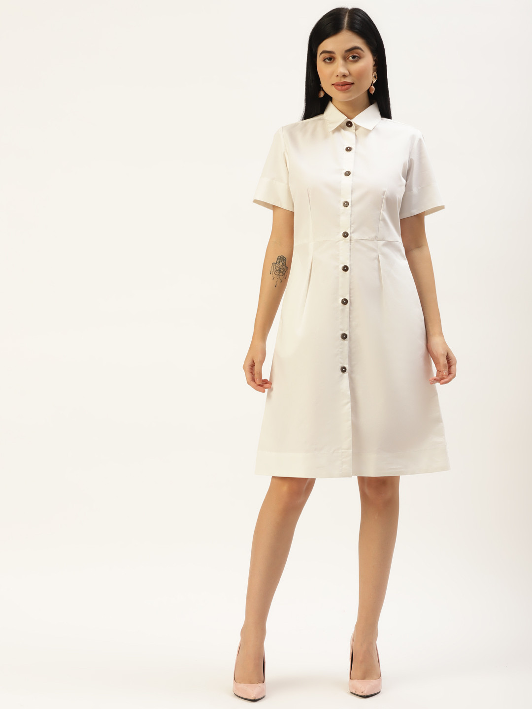 BRINNS Off White Shirt Midi Dress