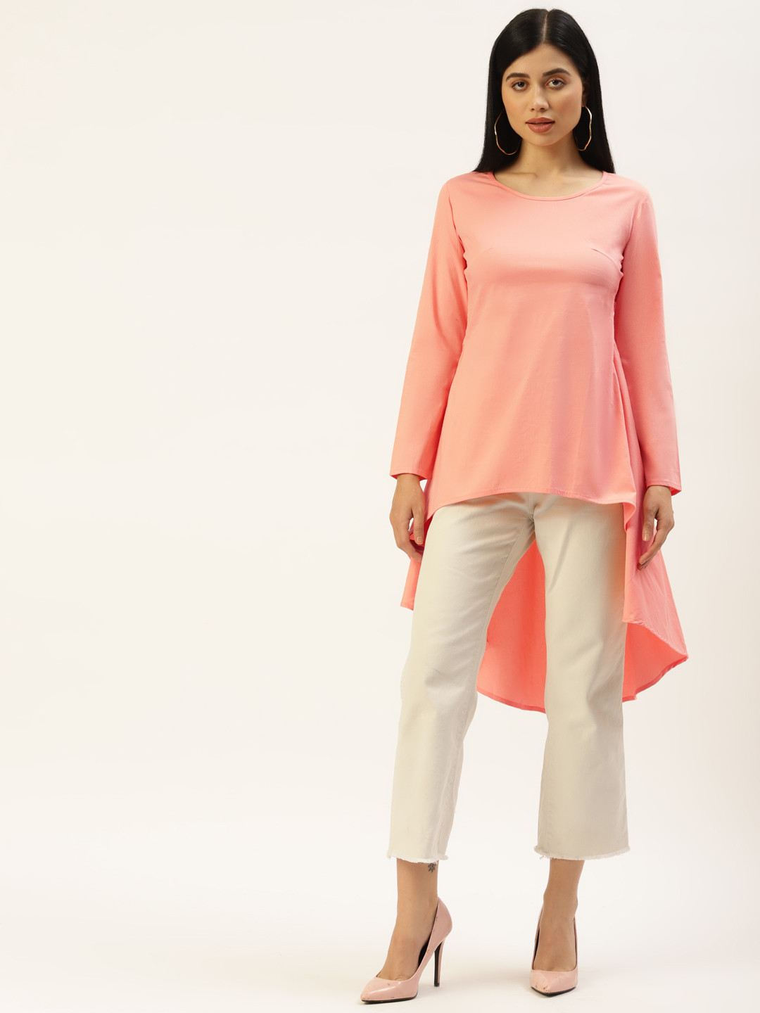 BRINNS Peach-Coloured High-Low Longline Top