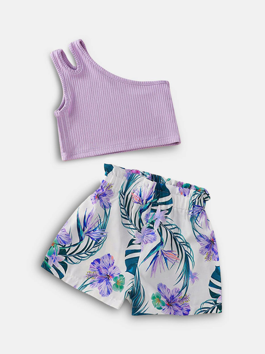 Hopscotch Girls Purple & White Top with Shorts